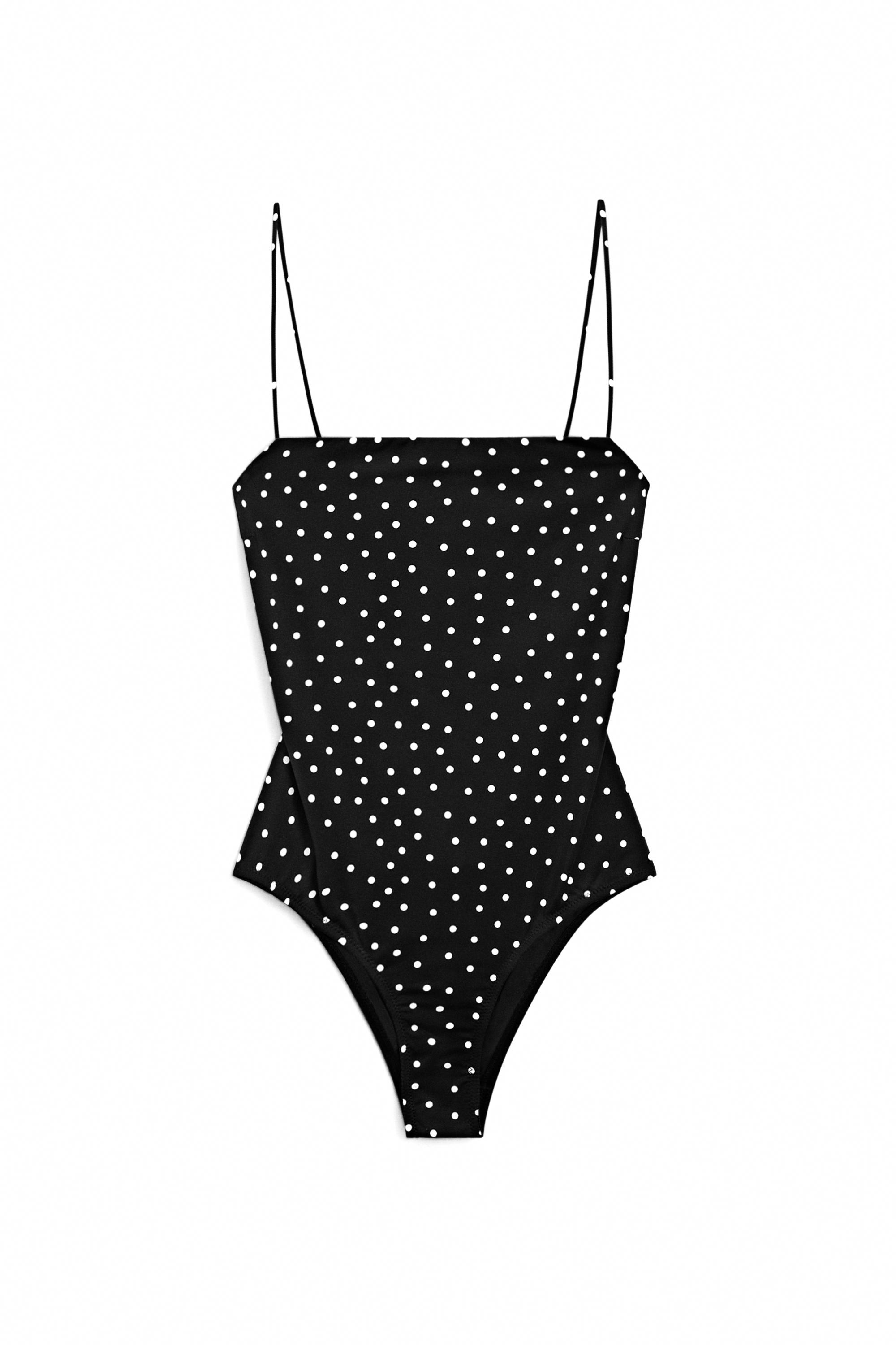 Polka dot print swimsuit — BLACK