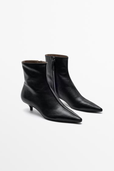 Leather low-heel ankle boot — BLACK 3