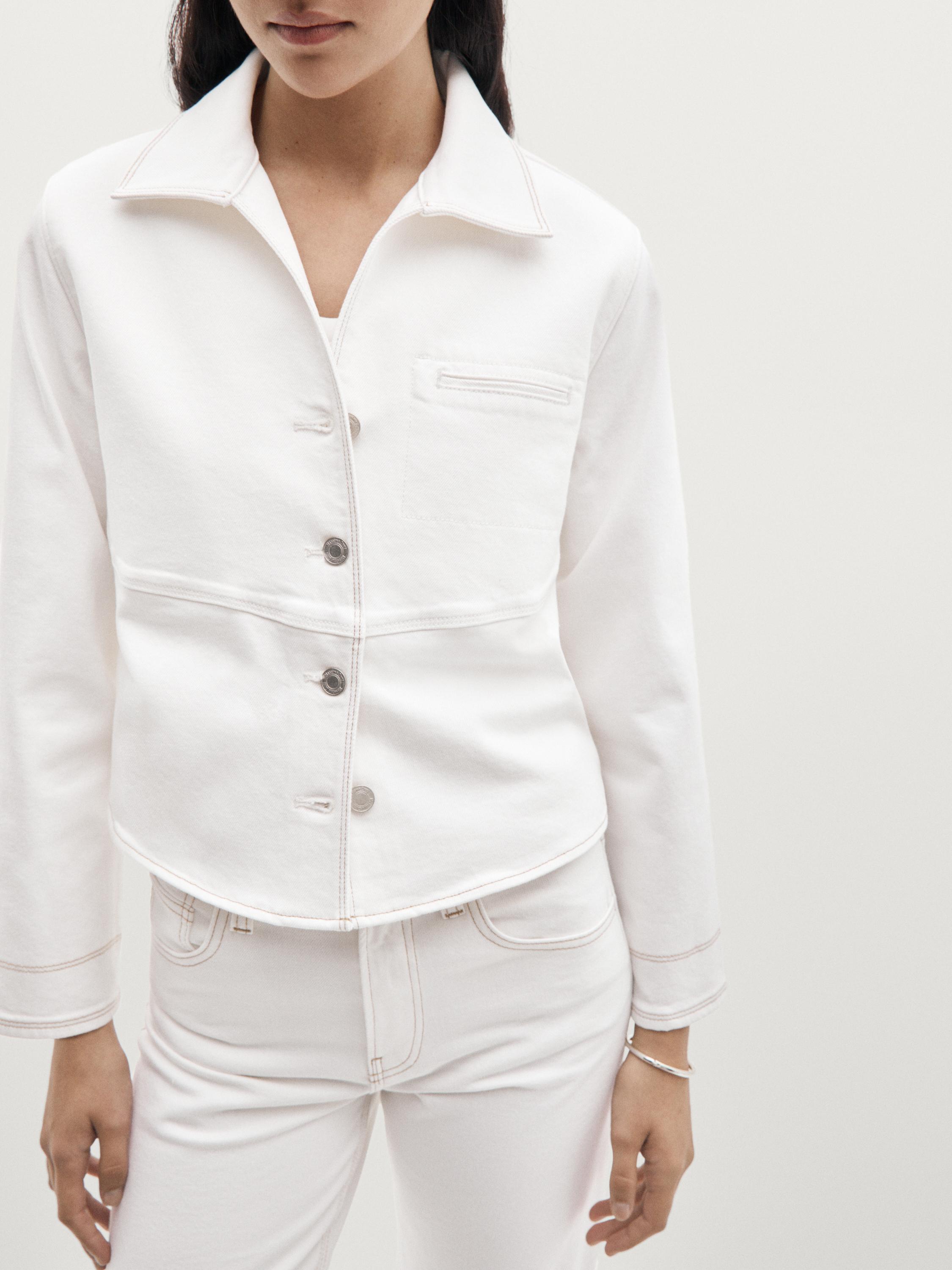 Straight-leg jeans with hem detail — WHITE