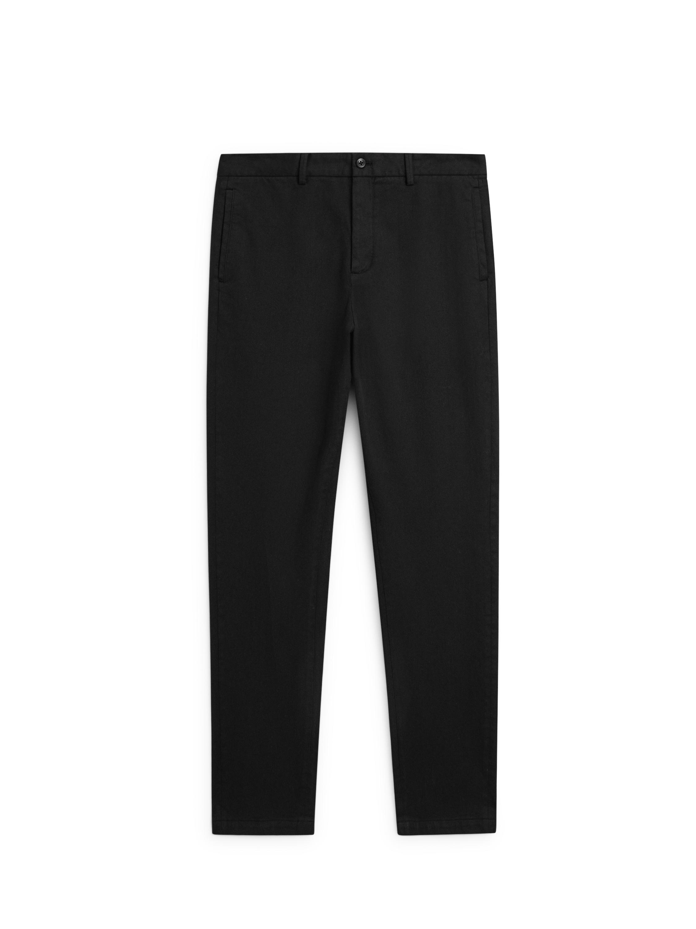 Cotton twill pants with elasticated waistband — BLACK