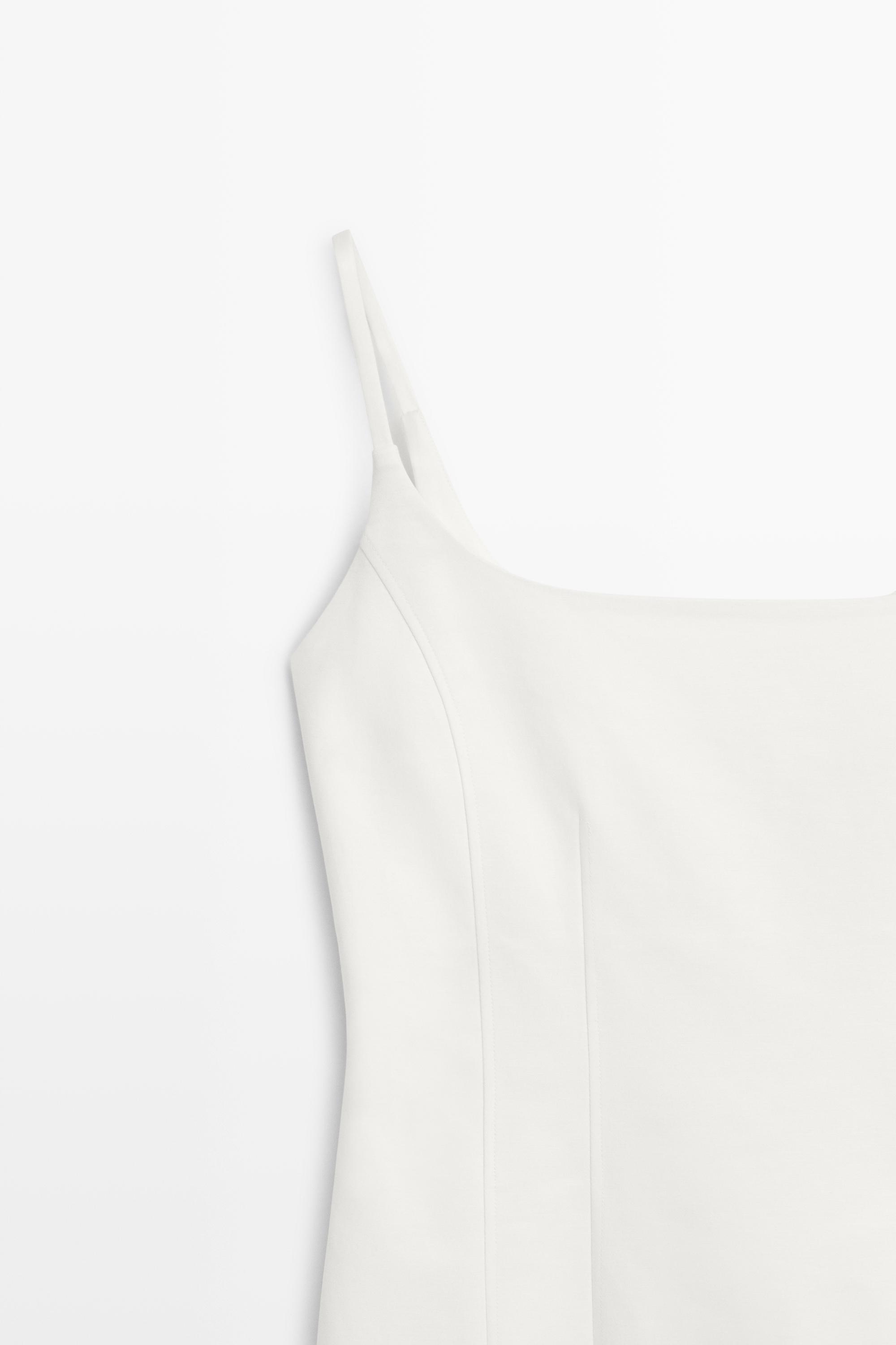 Cotton blend stretch midi dress — WHITE