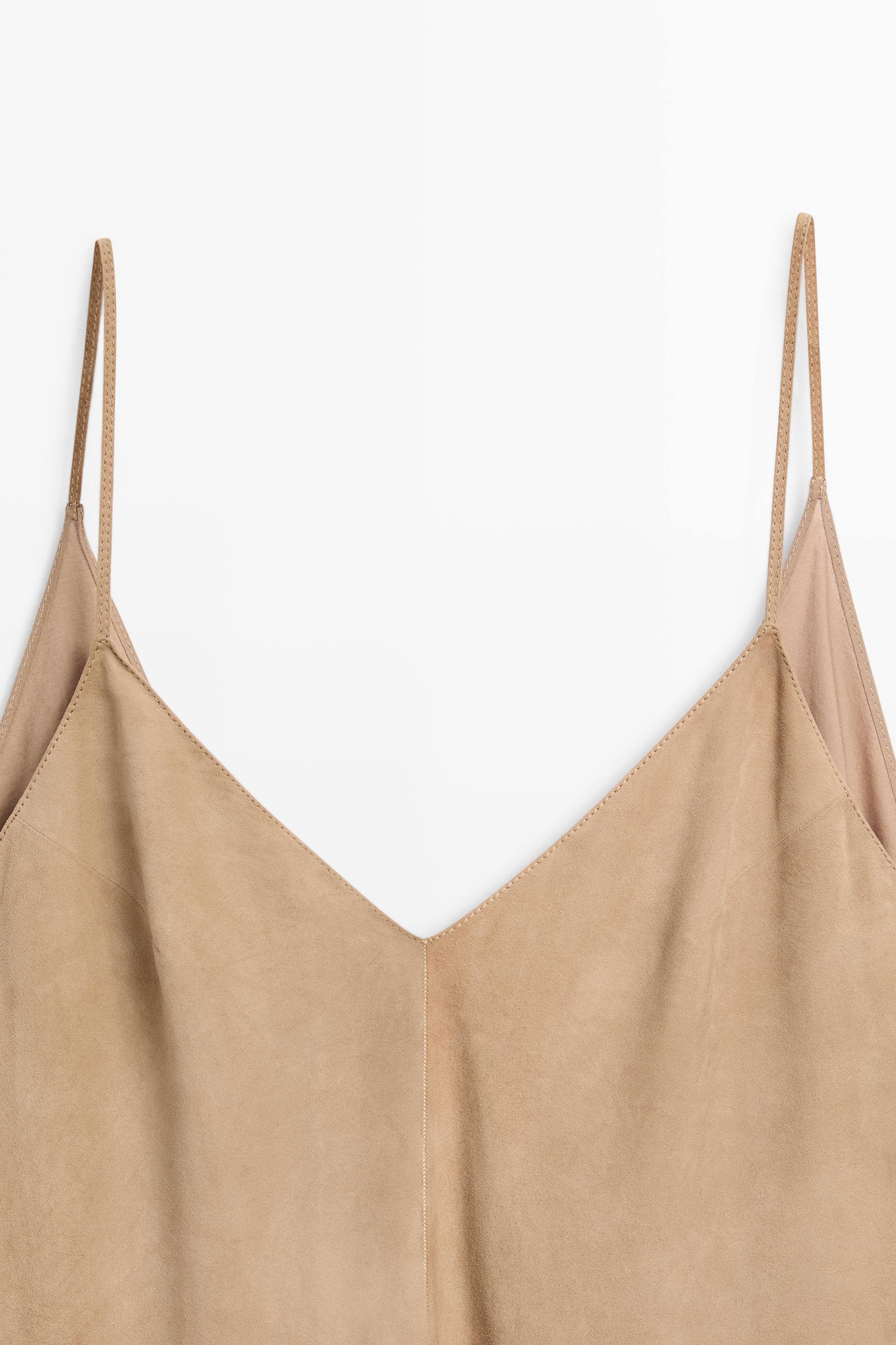 Suede leather combined dress - STUDIO — STONE