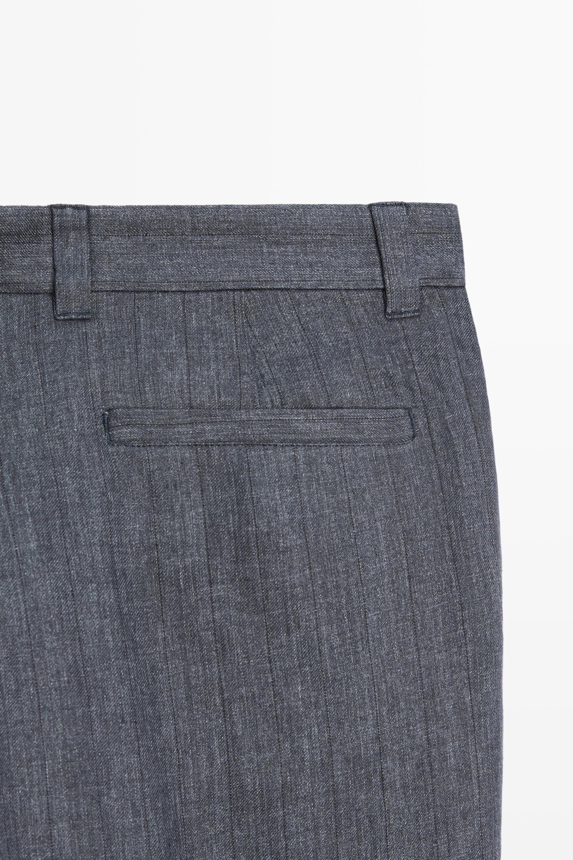 100% linen striped pants — DEEP BLUE