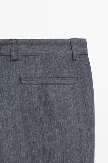 100% linen striped pants — DEEP BLUE 7