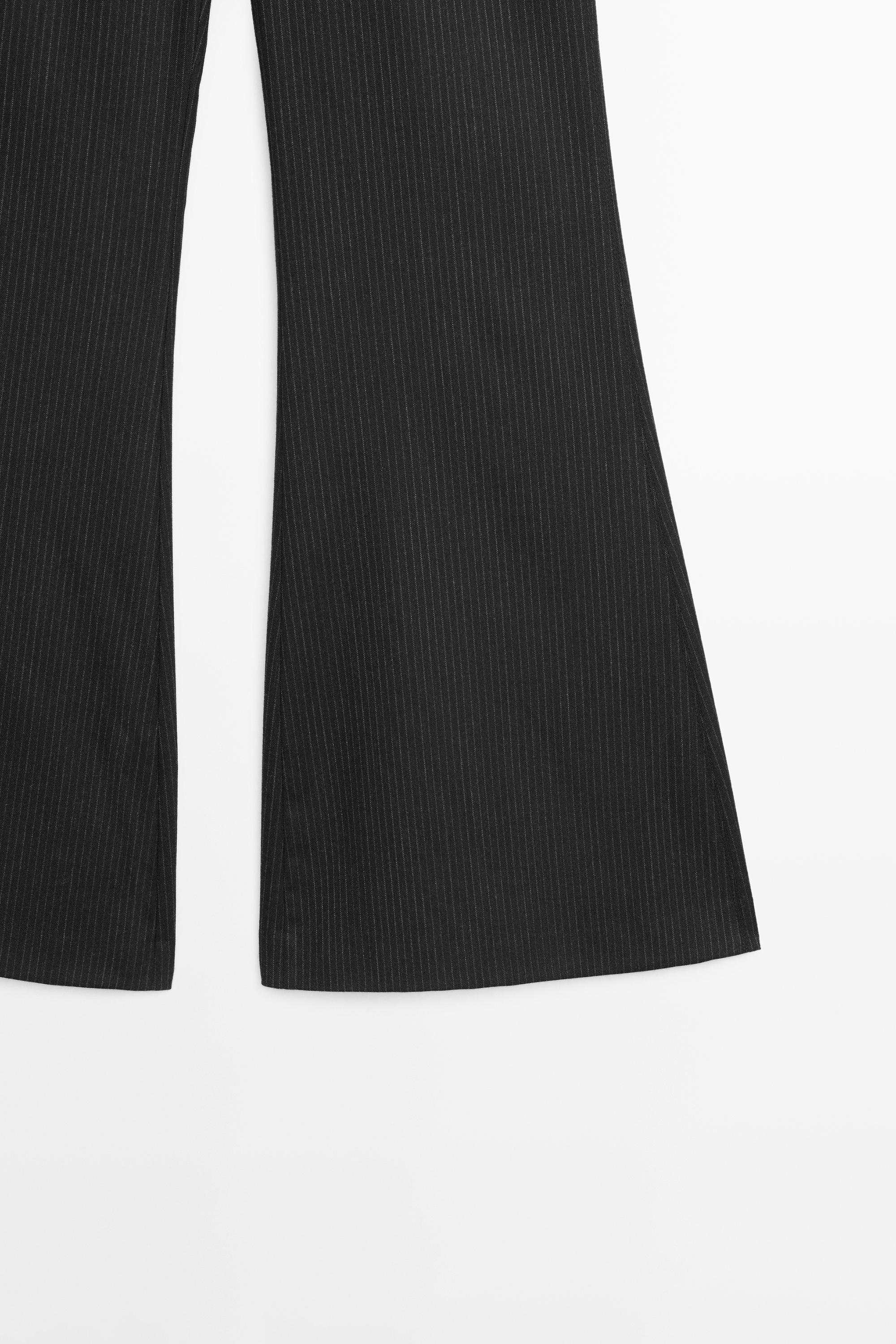 Flare fit pinstripe trousers — CHARCOAL