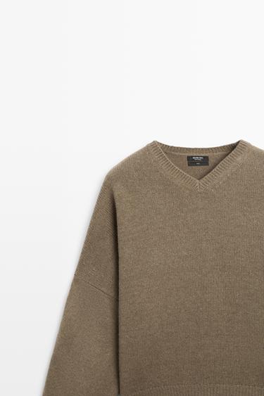 100% wool oversize knit sweater — BEIGE 9