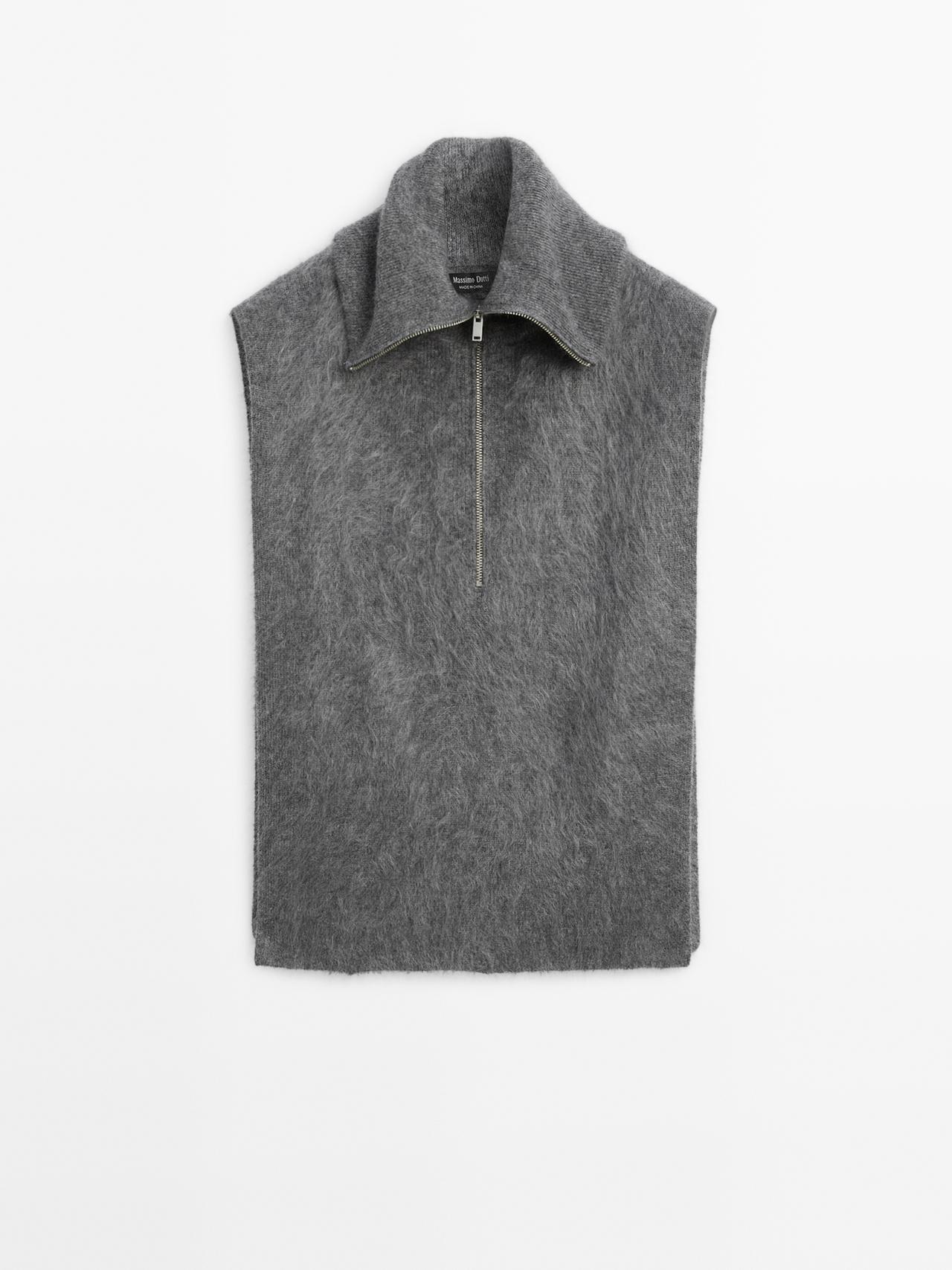 Massimo Dutti - Dame - Lang Blusekrave I 100 % Kashmir Med Lynlås - Grå - 01
