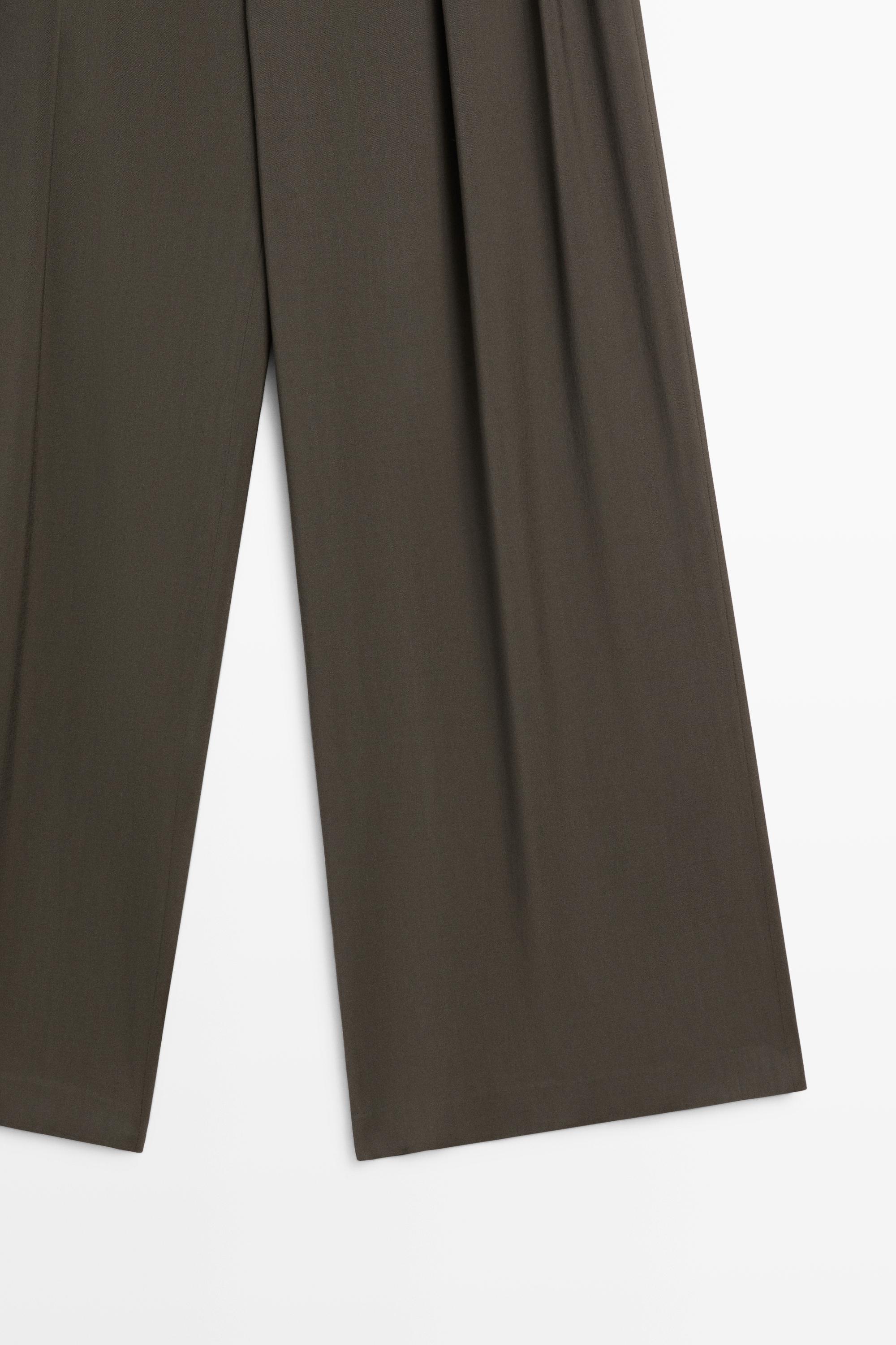 Massimo Dutti Pilili dökümlü geniş paça pantolon görsel 5