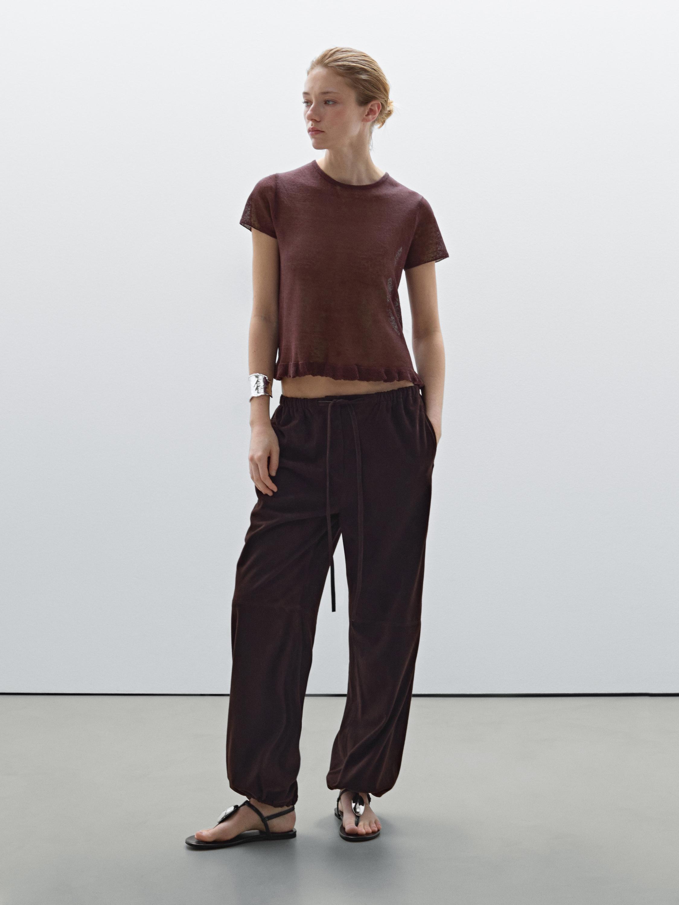 T-shirt with ruffles 100% linen