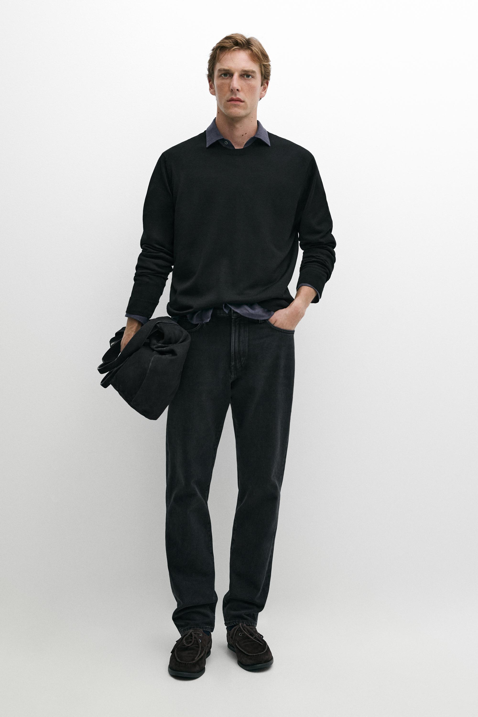 100% merino wool knit round neck sweater
