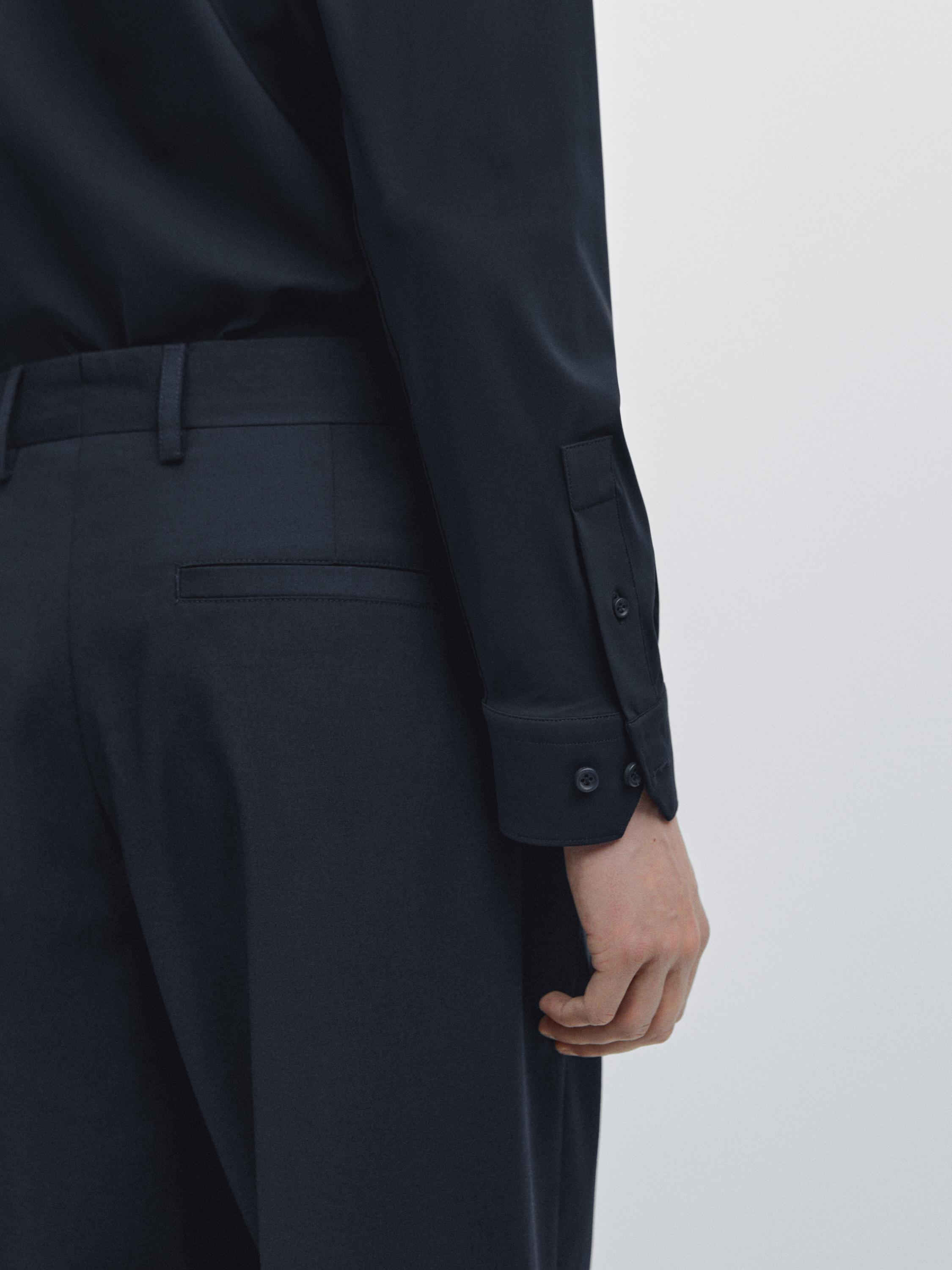 Wide-leg cool wool suit trousers — NAVY BLUE