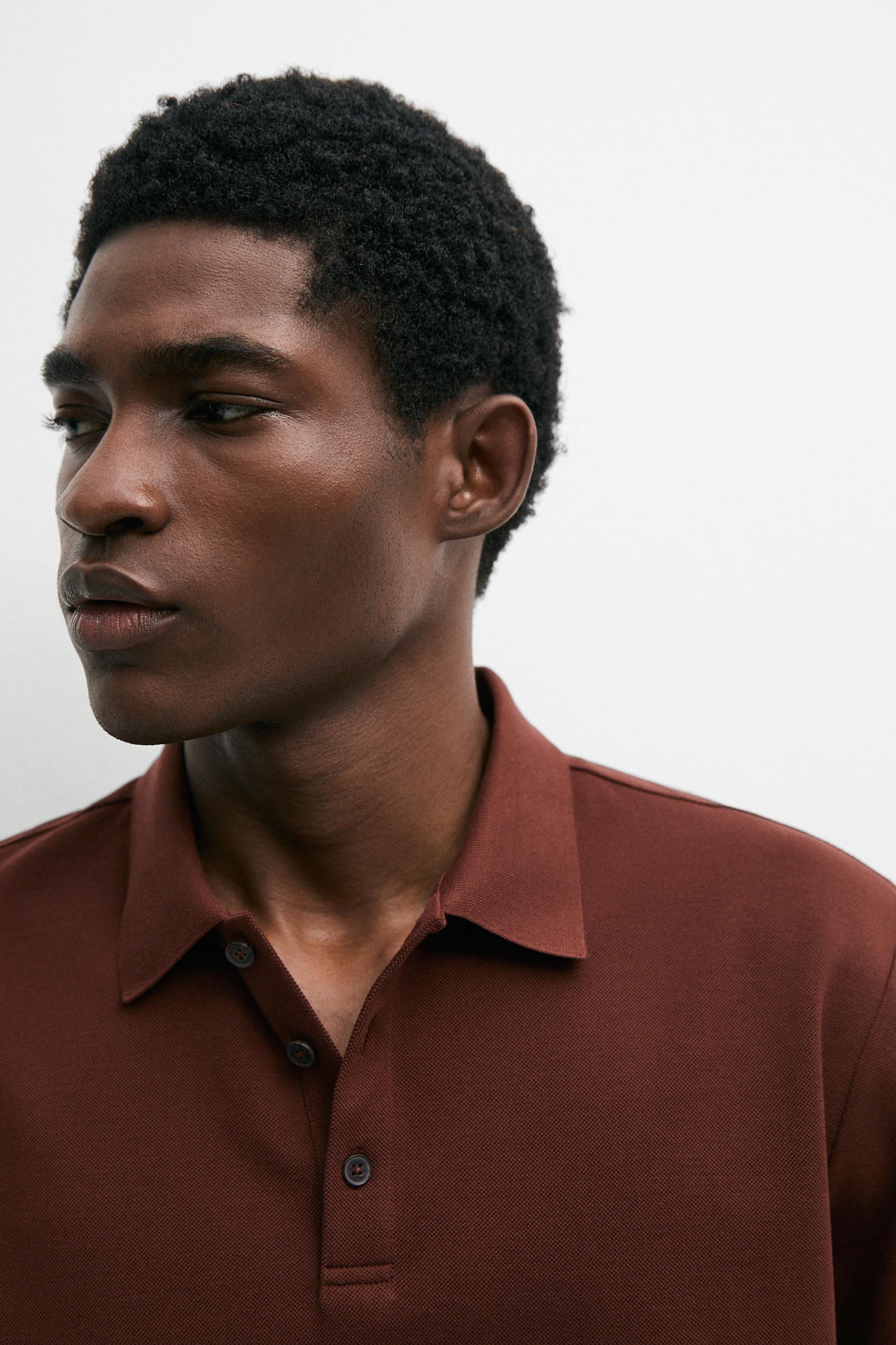 100% cotton short sleeve polo shirt — TERRA-COTTA