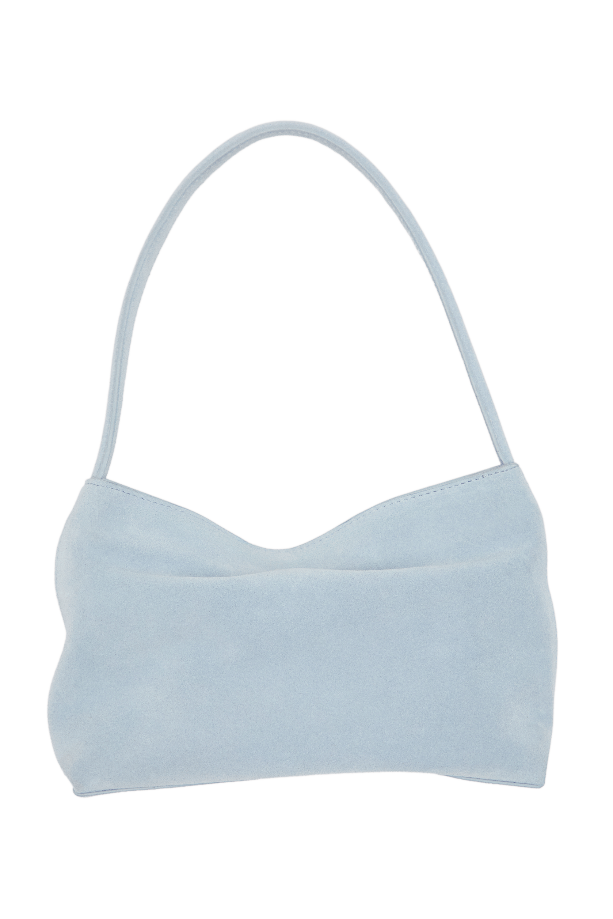 Split suede leather shoulder bag — Light blue