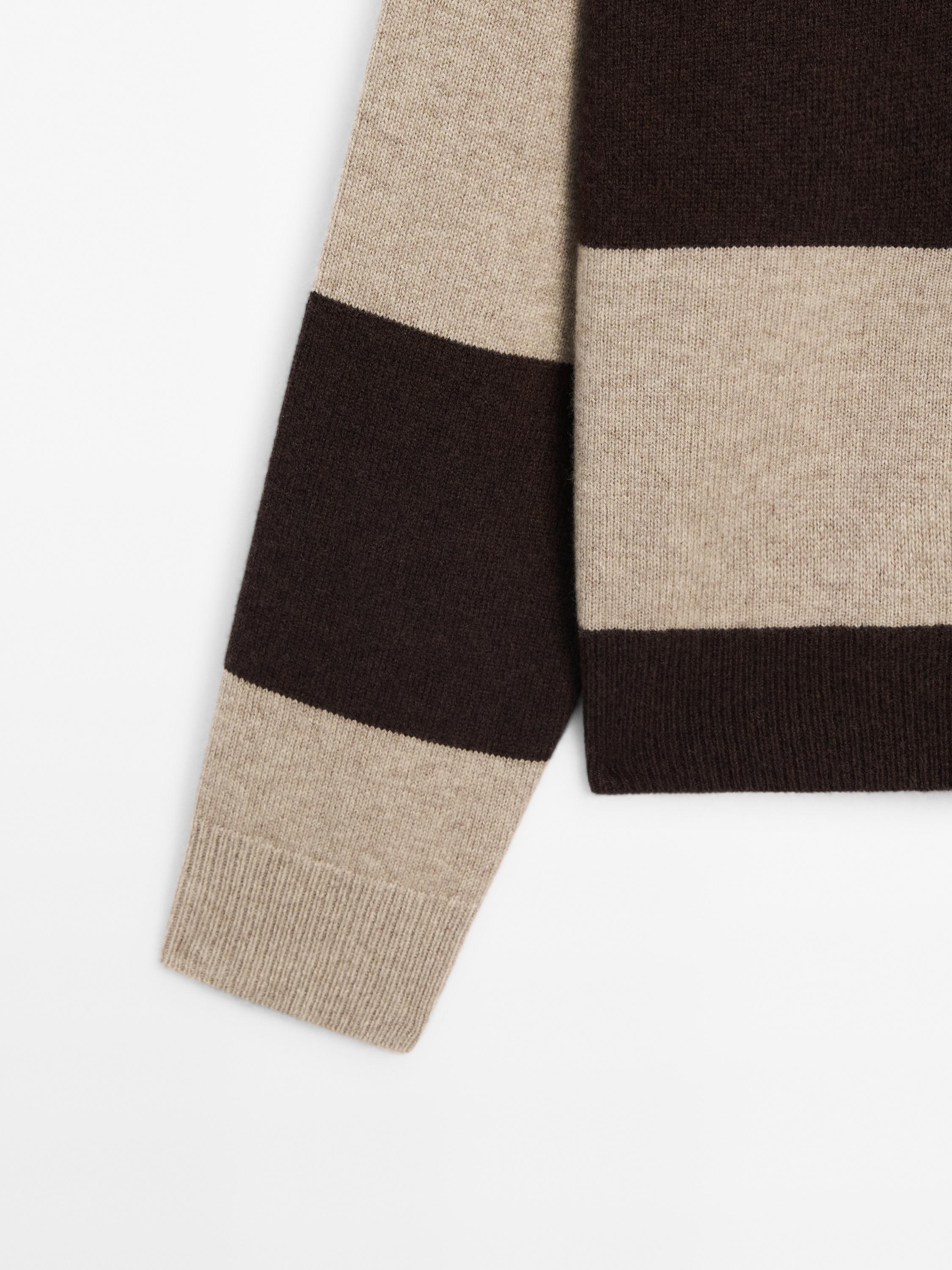 Wool blend polo collar sweater