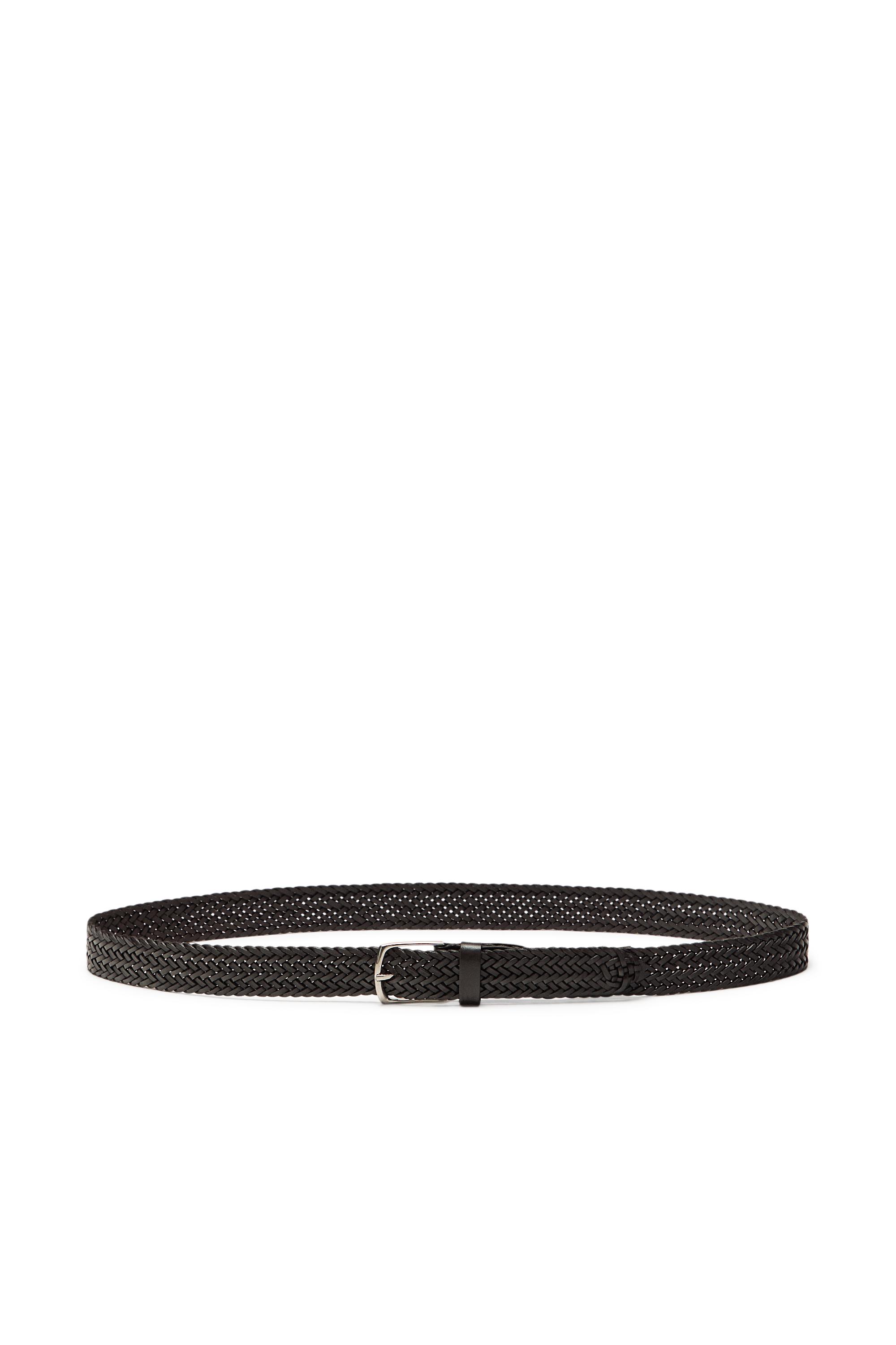 Braided nappa leather belt — BROWN