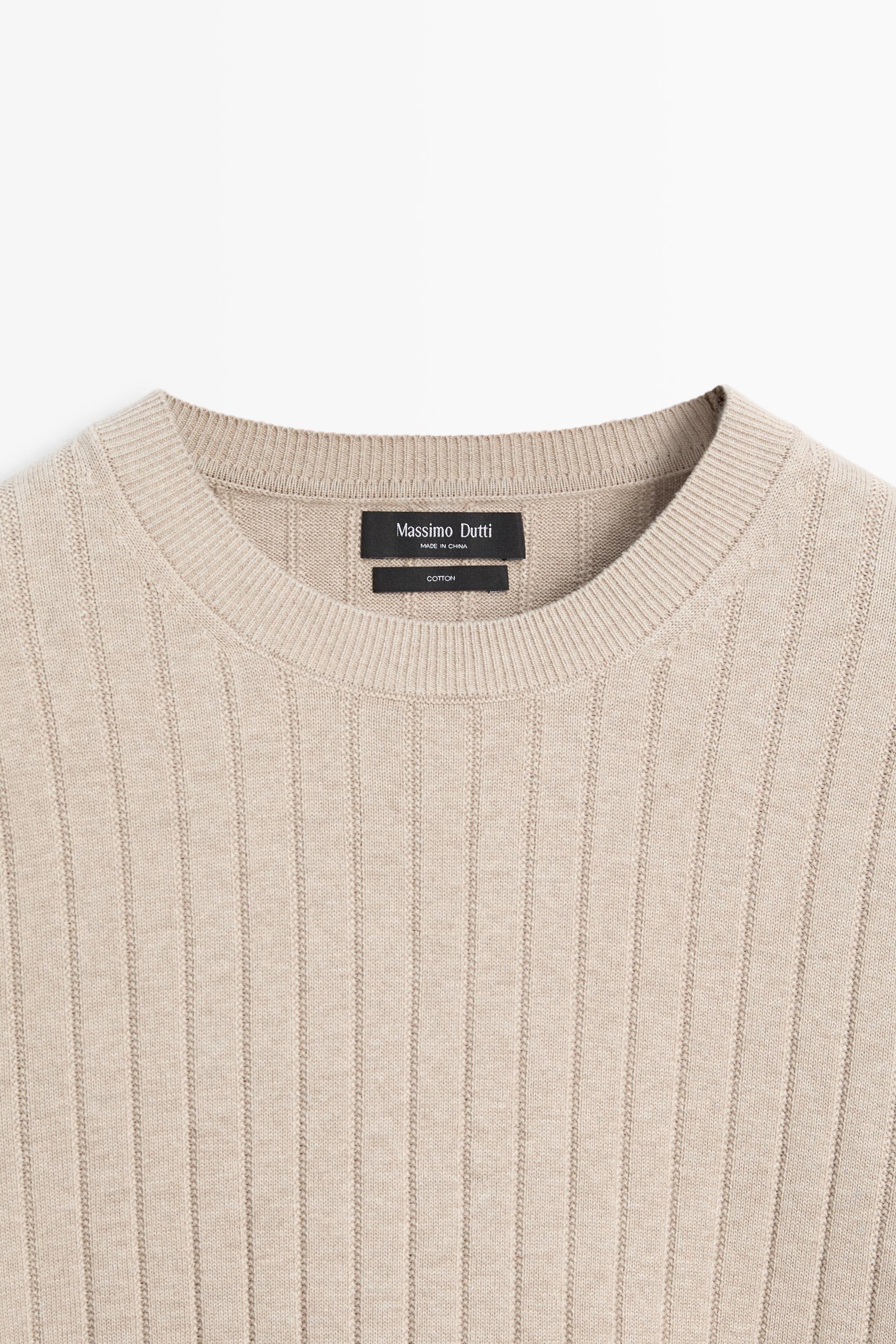 100% cotton ribbed knit sweater — GREENISH