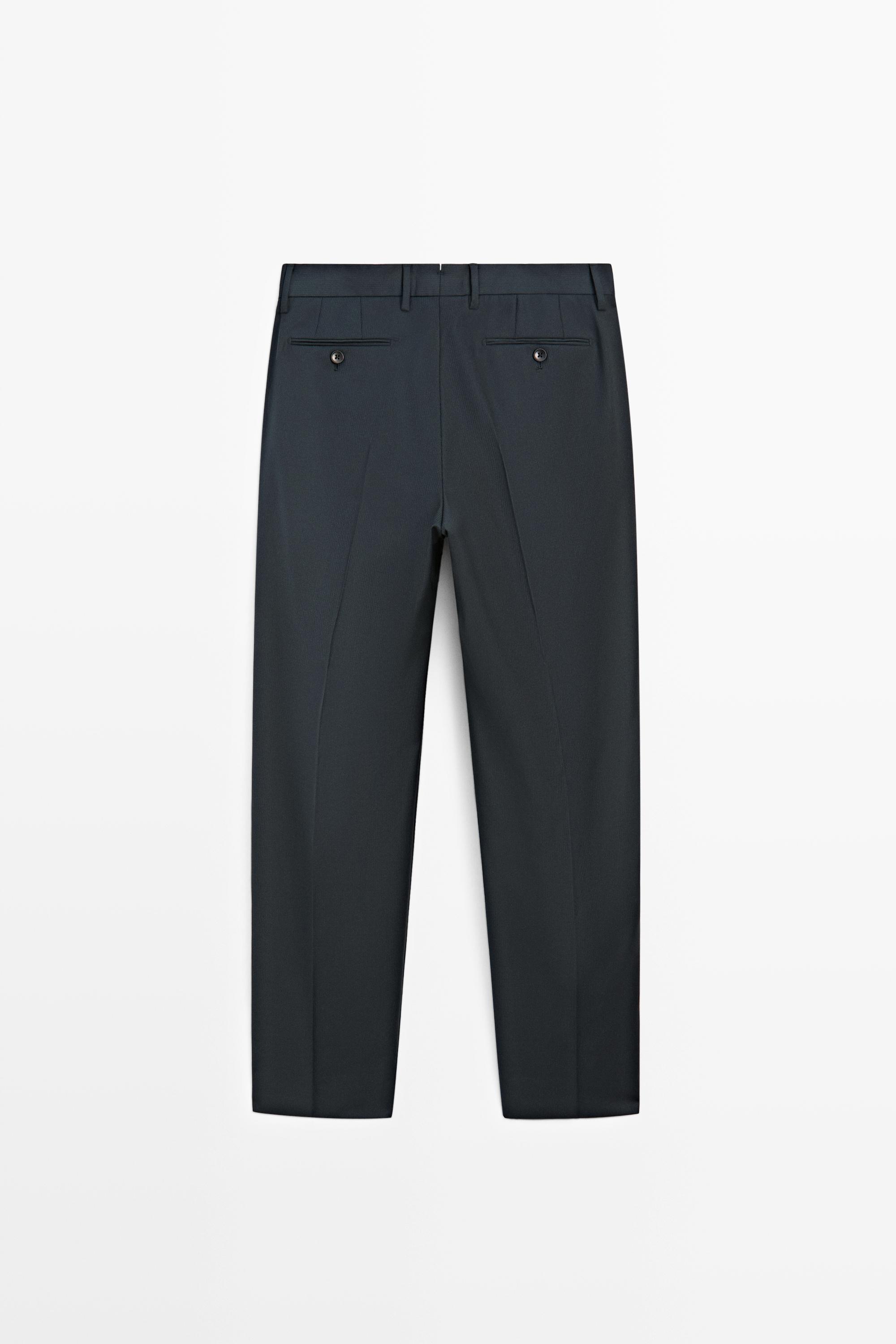 Striped wool blend suit trousers — NAVY BLUE