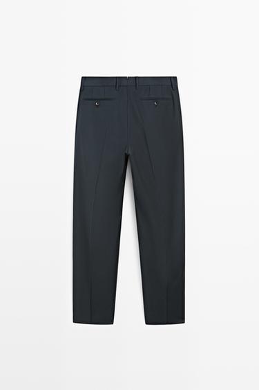 Striped wool blend suit trousers — NAVY BLUE 6