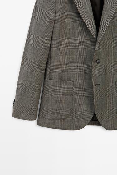 Tailored 100% wool check blazer — MINK 7