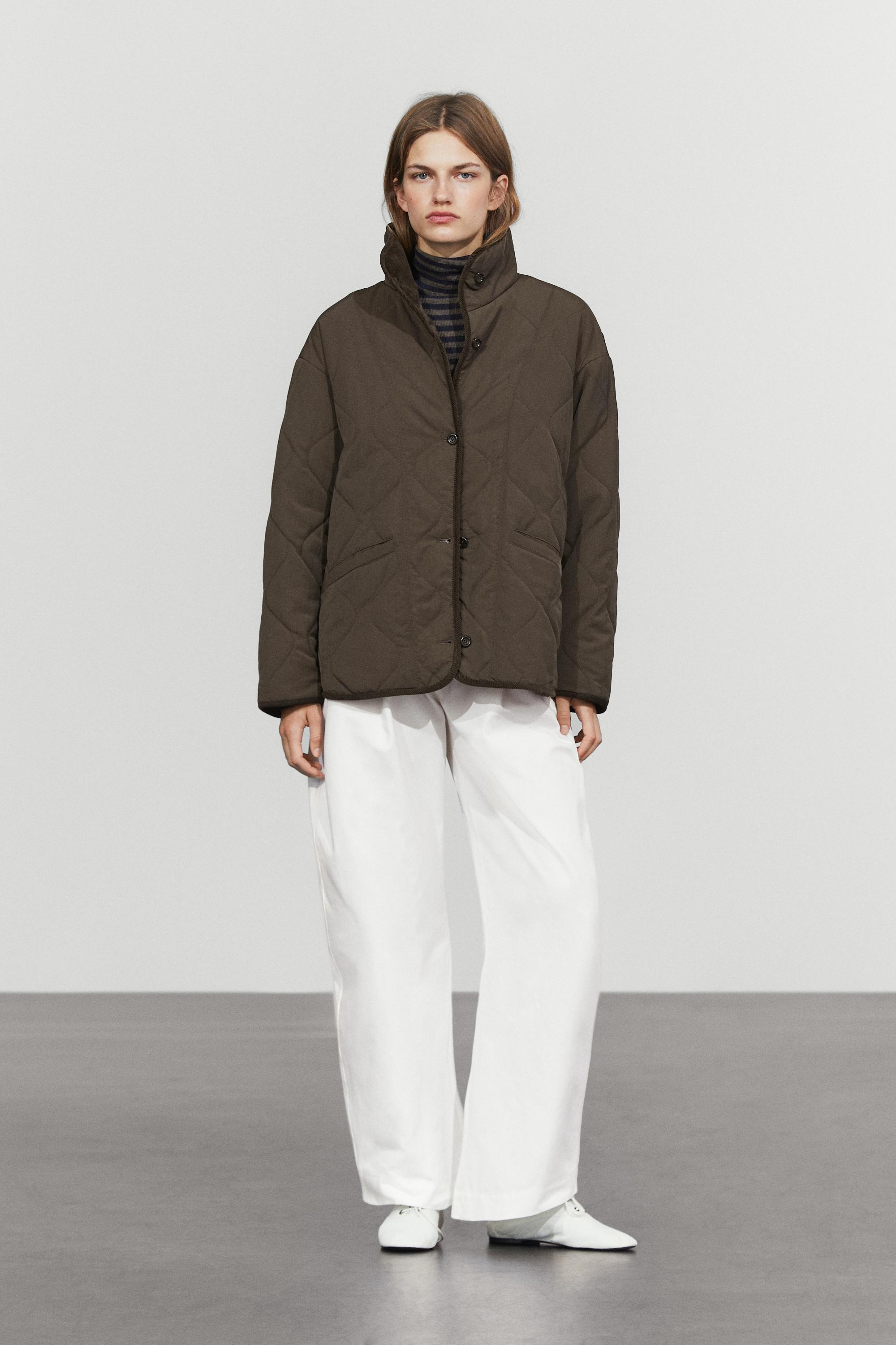 Jacket with wavy stitching detail — BROWN