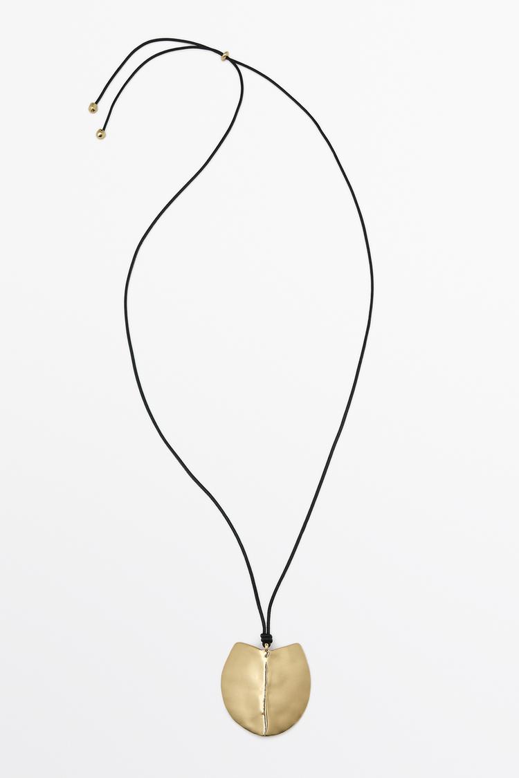 Long shield-effect piece necklace — GOLDEN