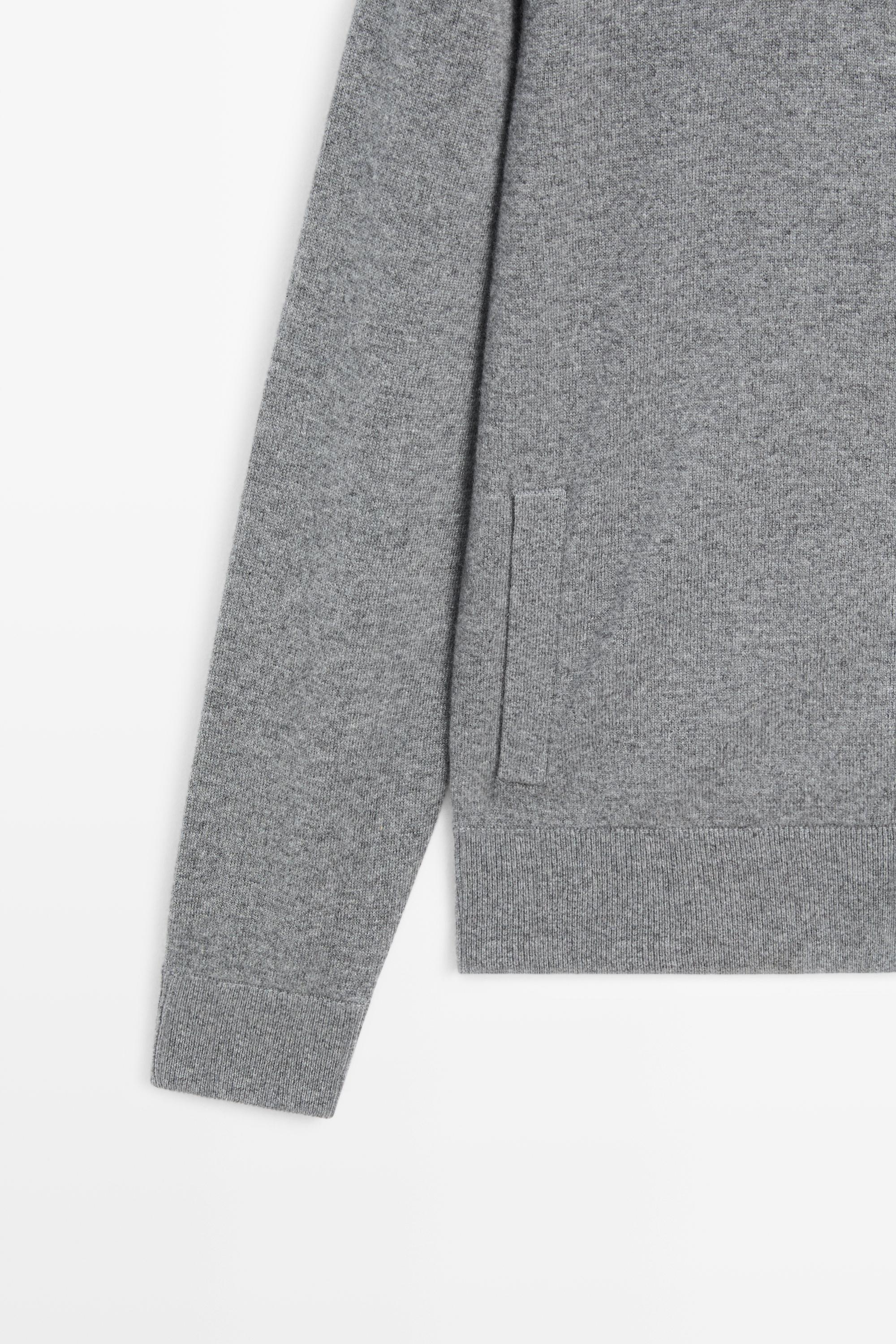 100% cashmere zip-up knit cardigan — ANTHRACITE GREY