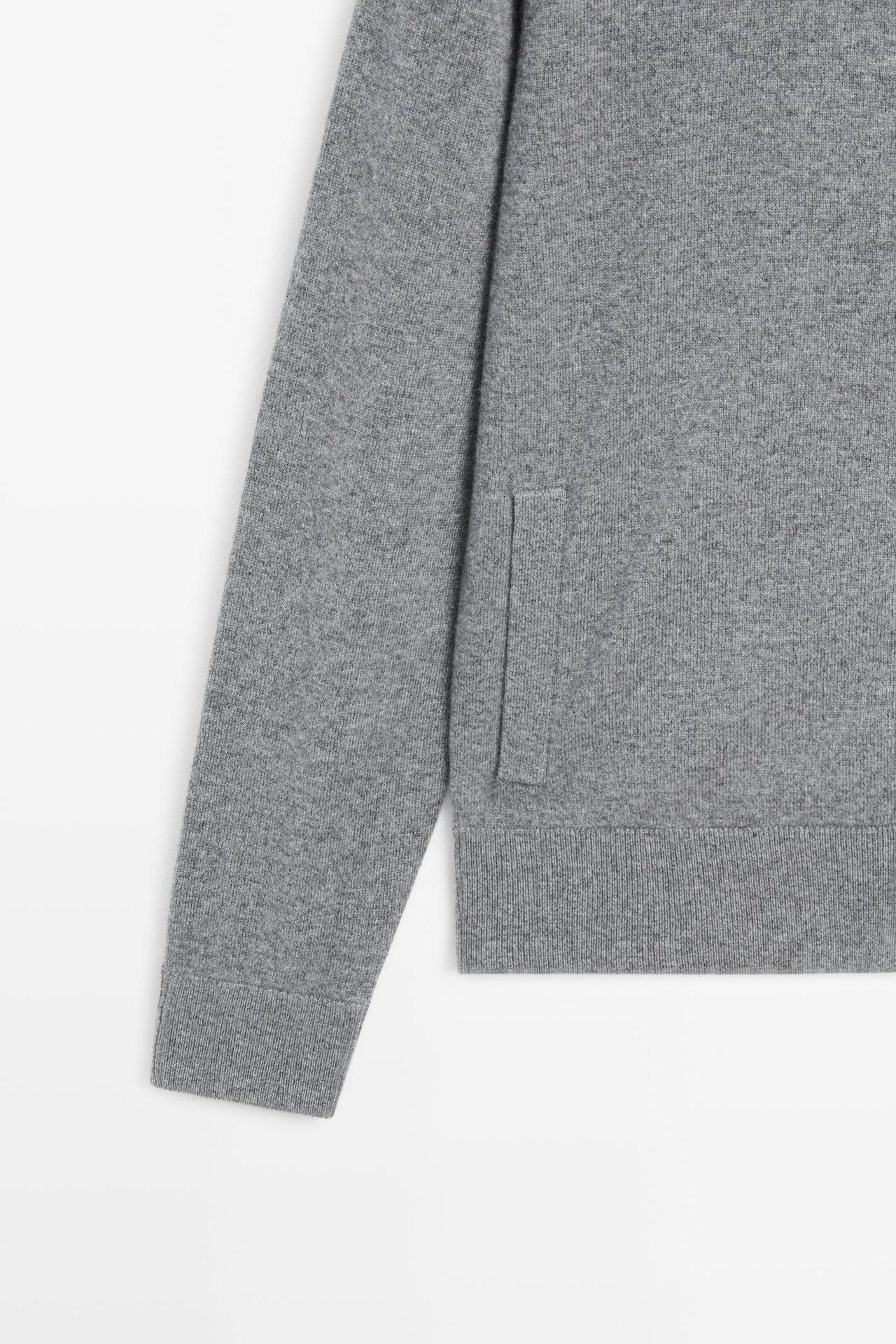 100% cashmere zip-up knit cardigan — ANTHRACITE GREY