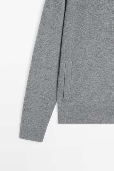 100% cashmere zip-up knit cardigan — ANTHRACITE GREY 7