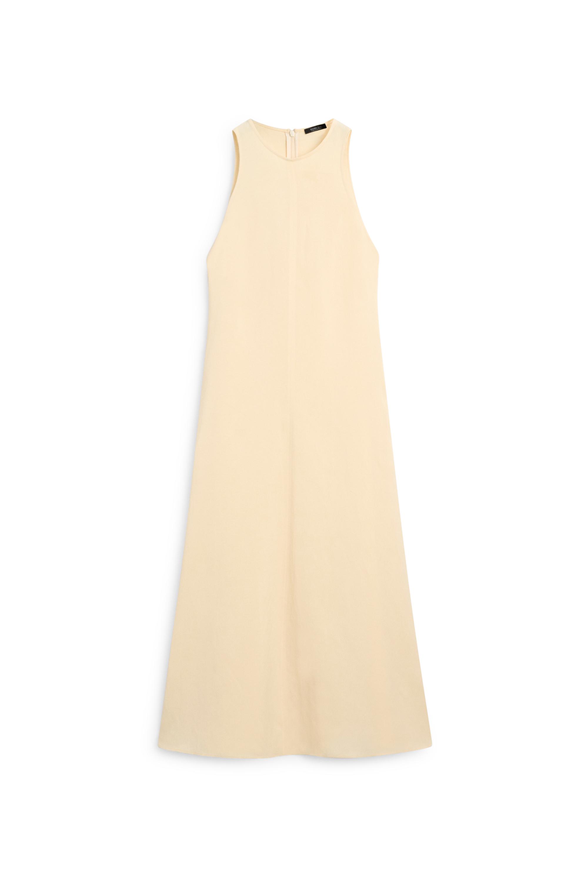 Flowing linen halter midi dress — Vanilla