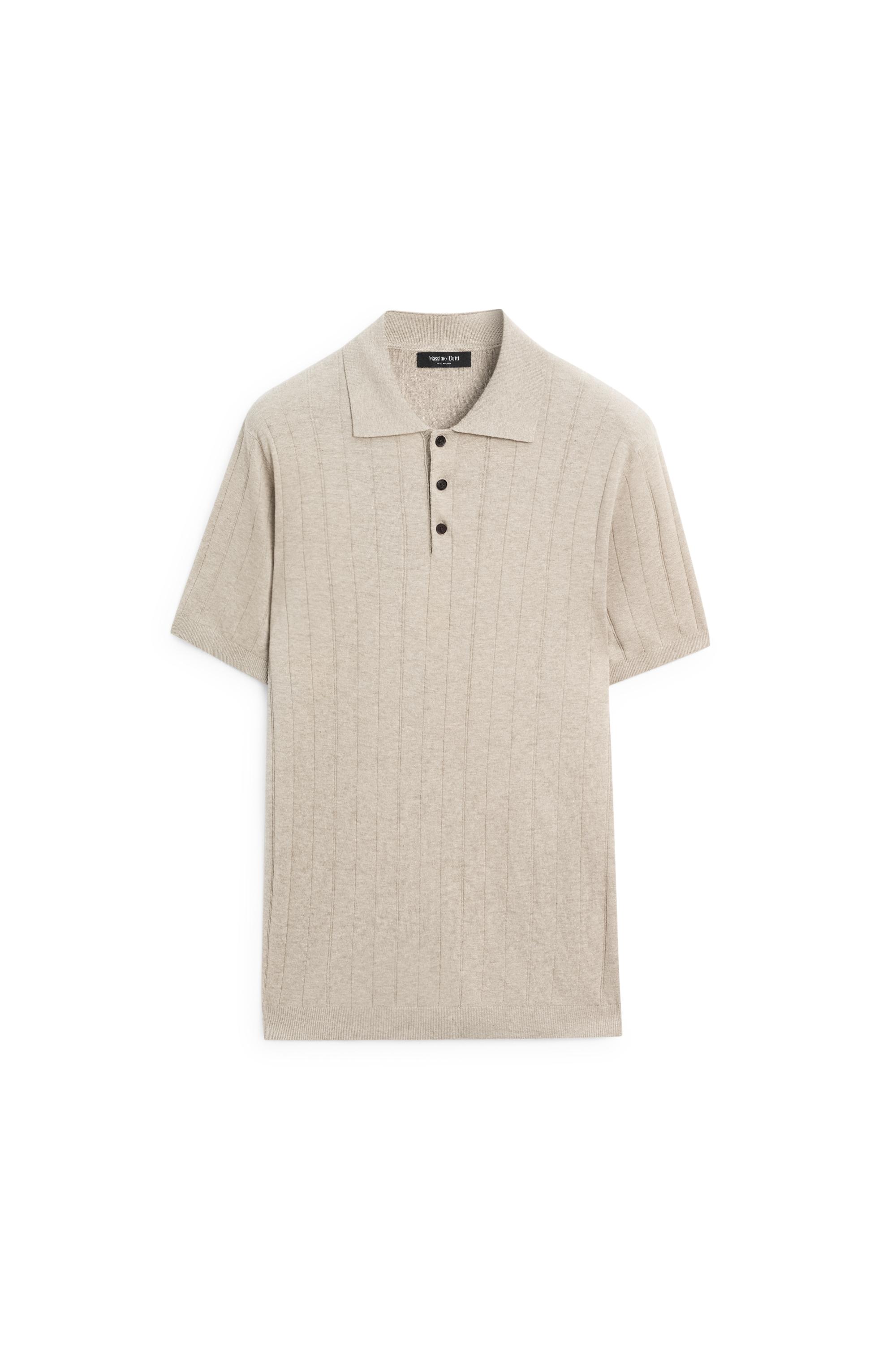 Knit cotton blend polo shirt with short sleeves — Washed