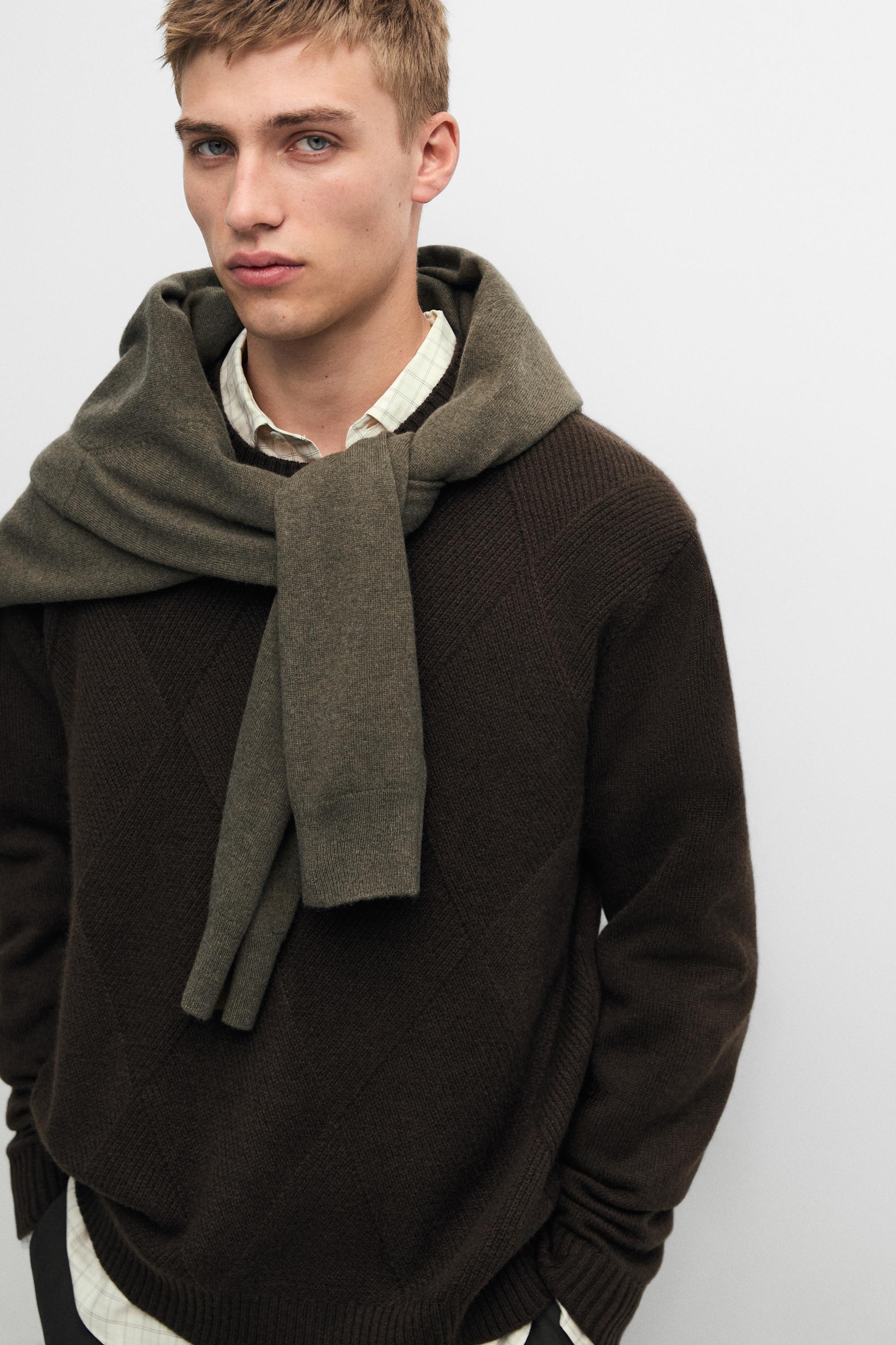 Cashmere and wool blend crew neck sweater — KHAKI GREEN