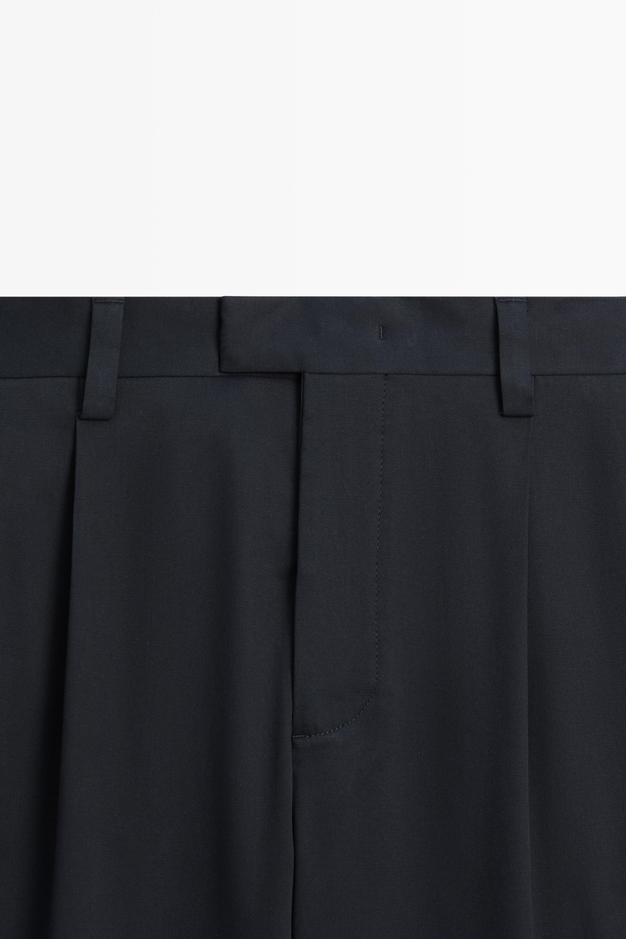 Cotton blend darted trousers — NAVY BLUE