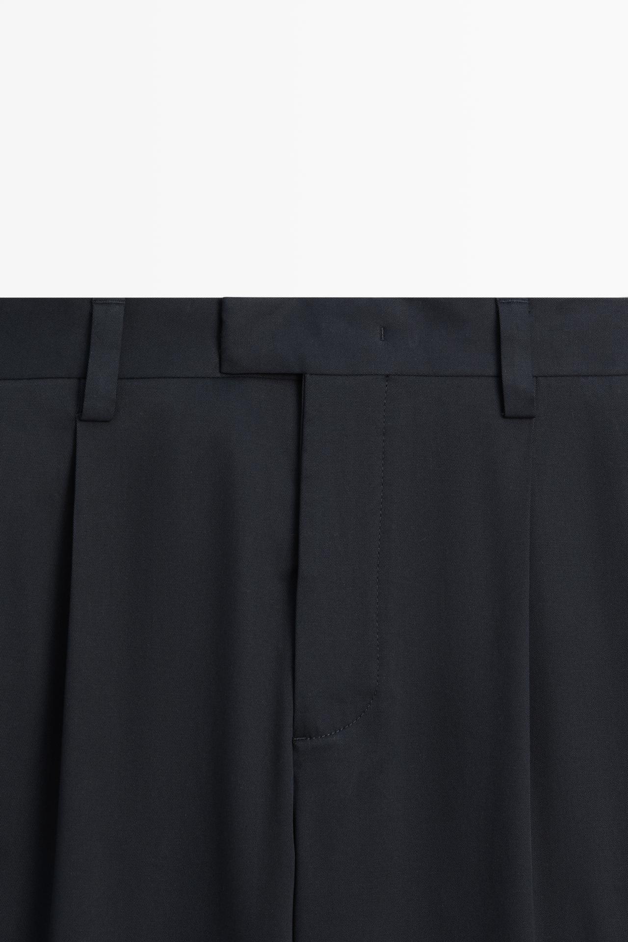 Cotton blend darted trousers — NAVY BLUE