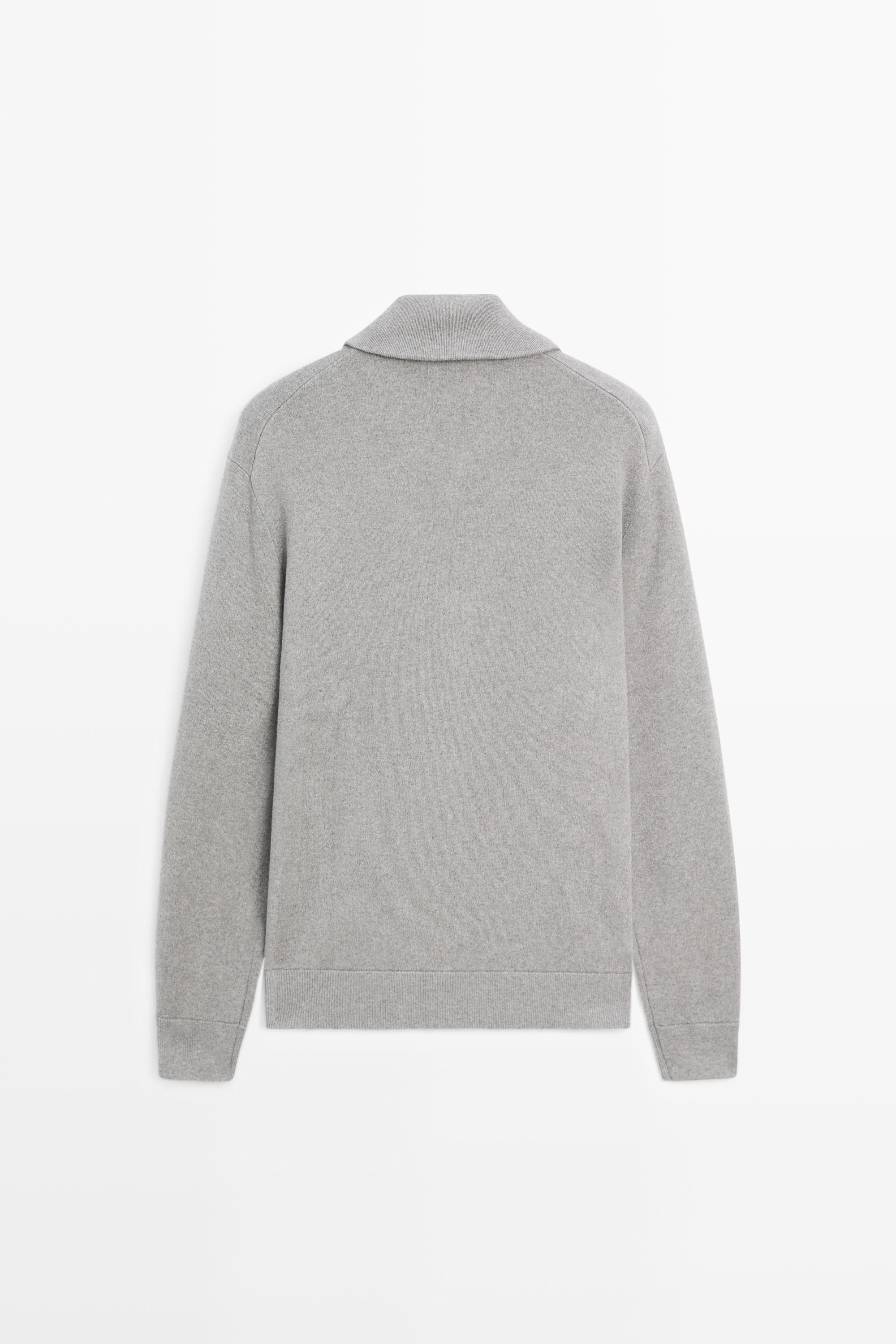 100% cotton zip-up knit cardigan — Medium Grey