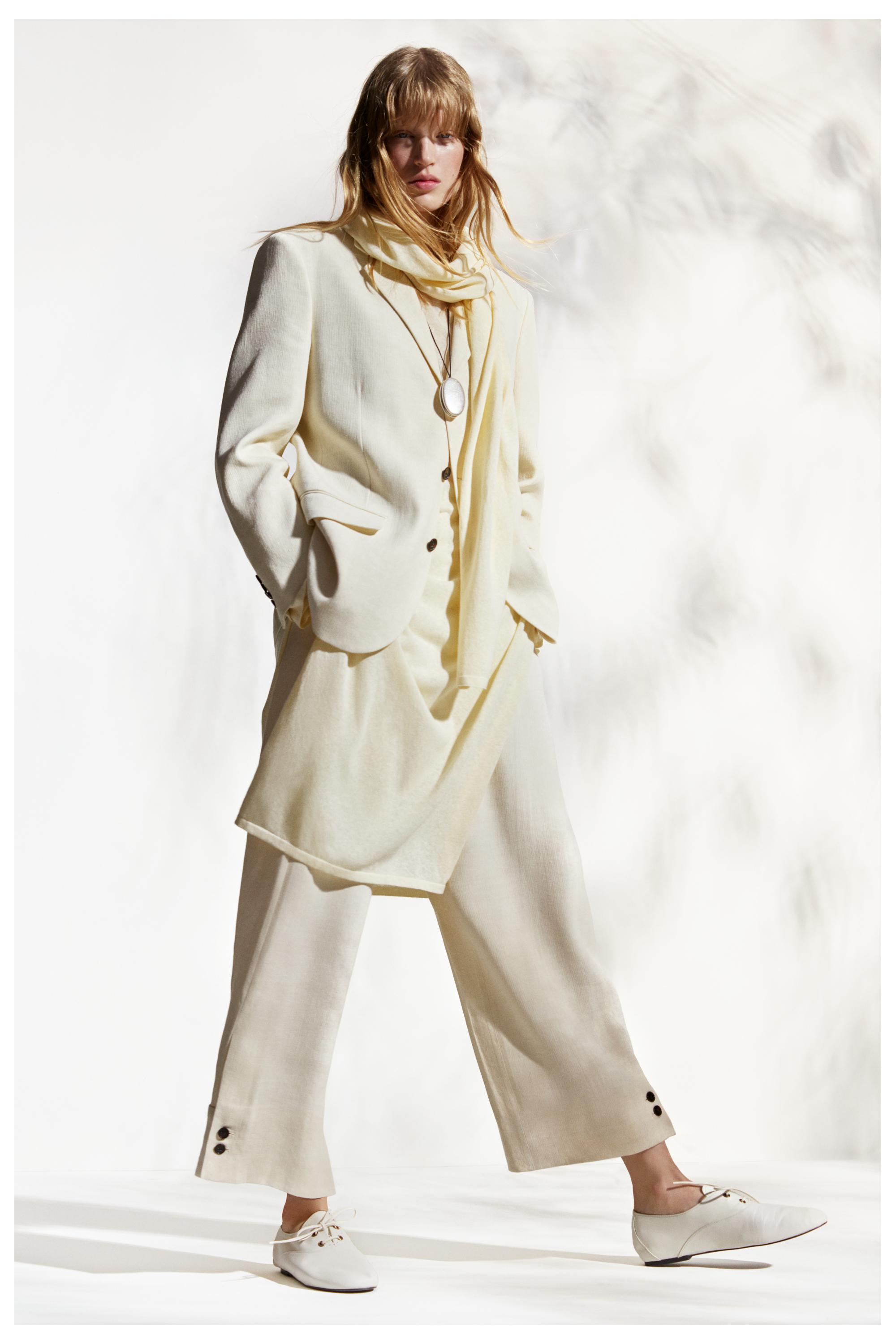 Linen blend suit blazer — CREAM
