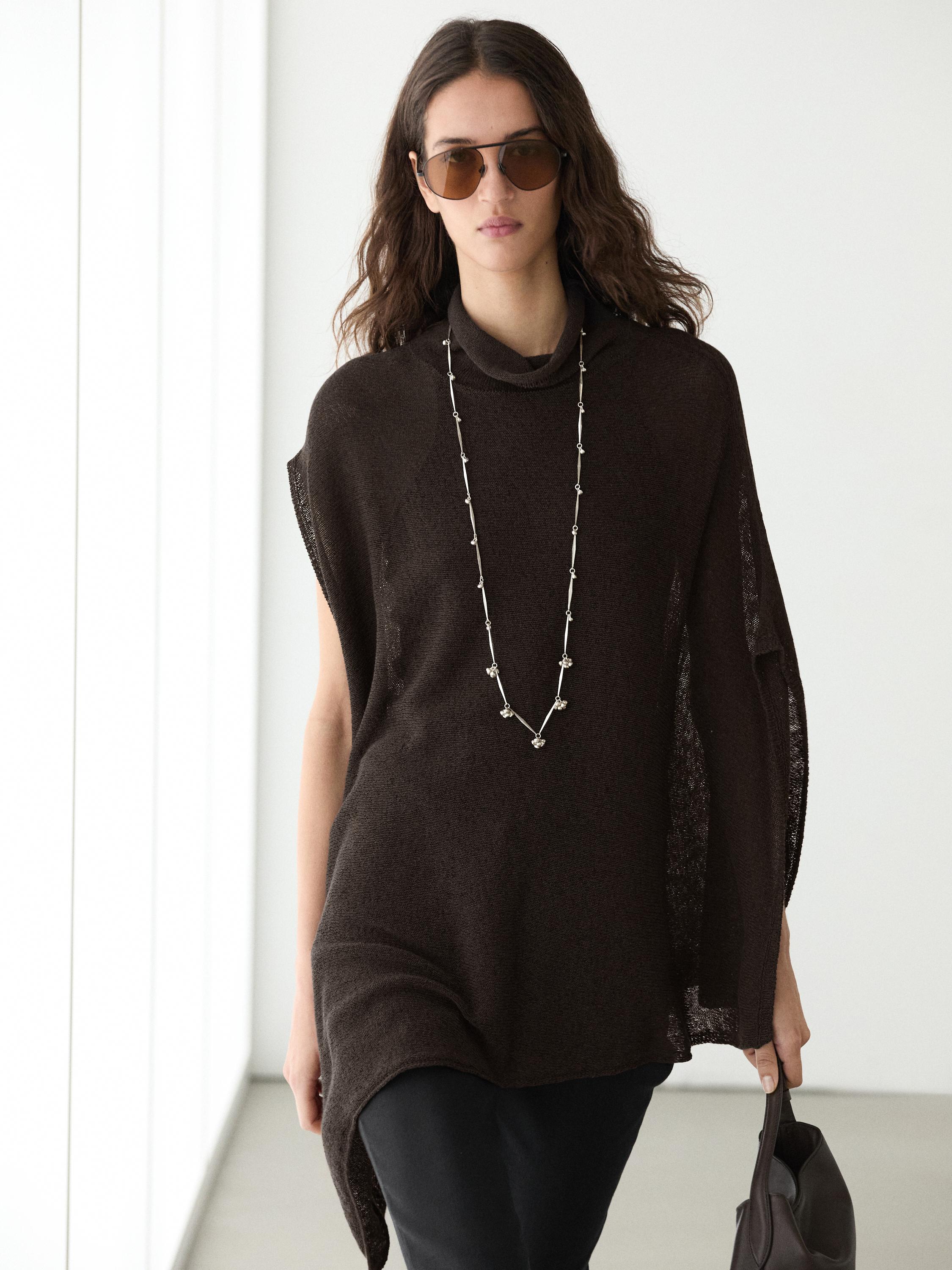 Cotton blend knit cape