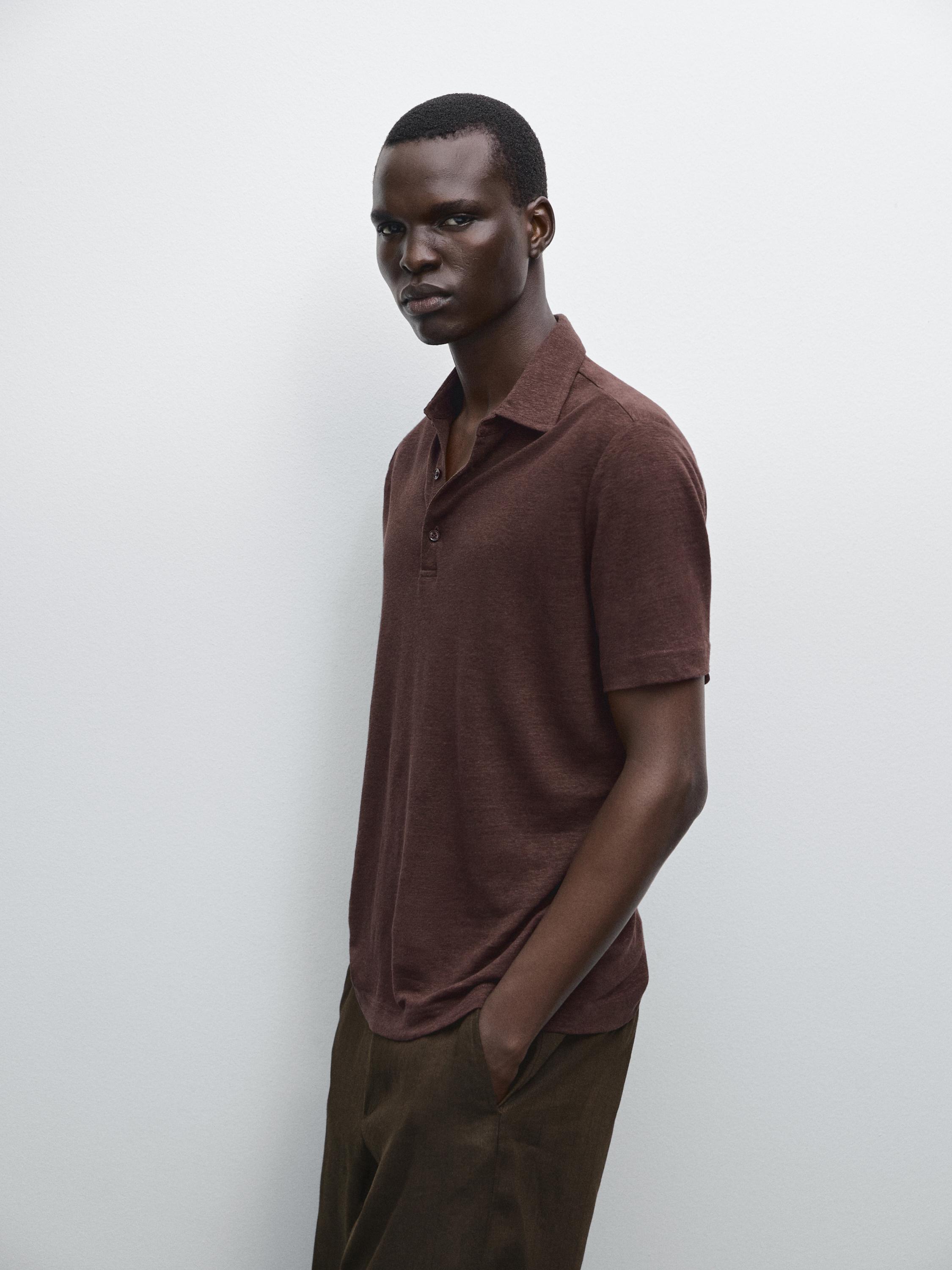 Short sleeve polo 100% linen
