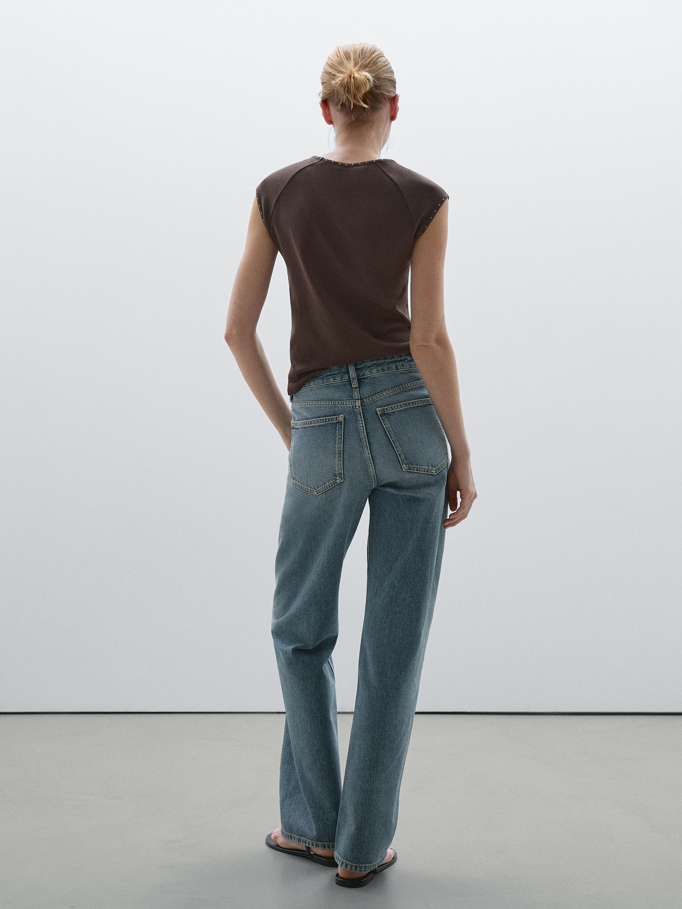 Mid-rise wide-leg cotton jeans