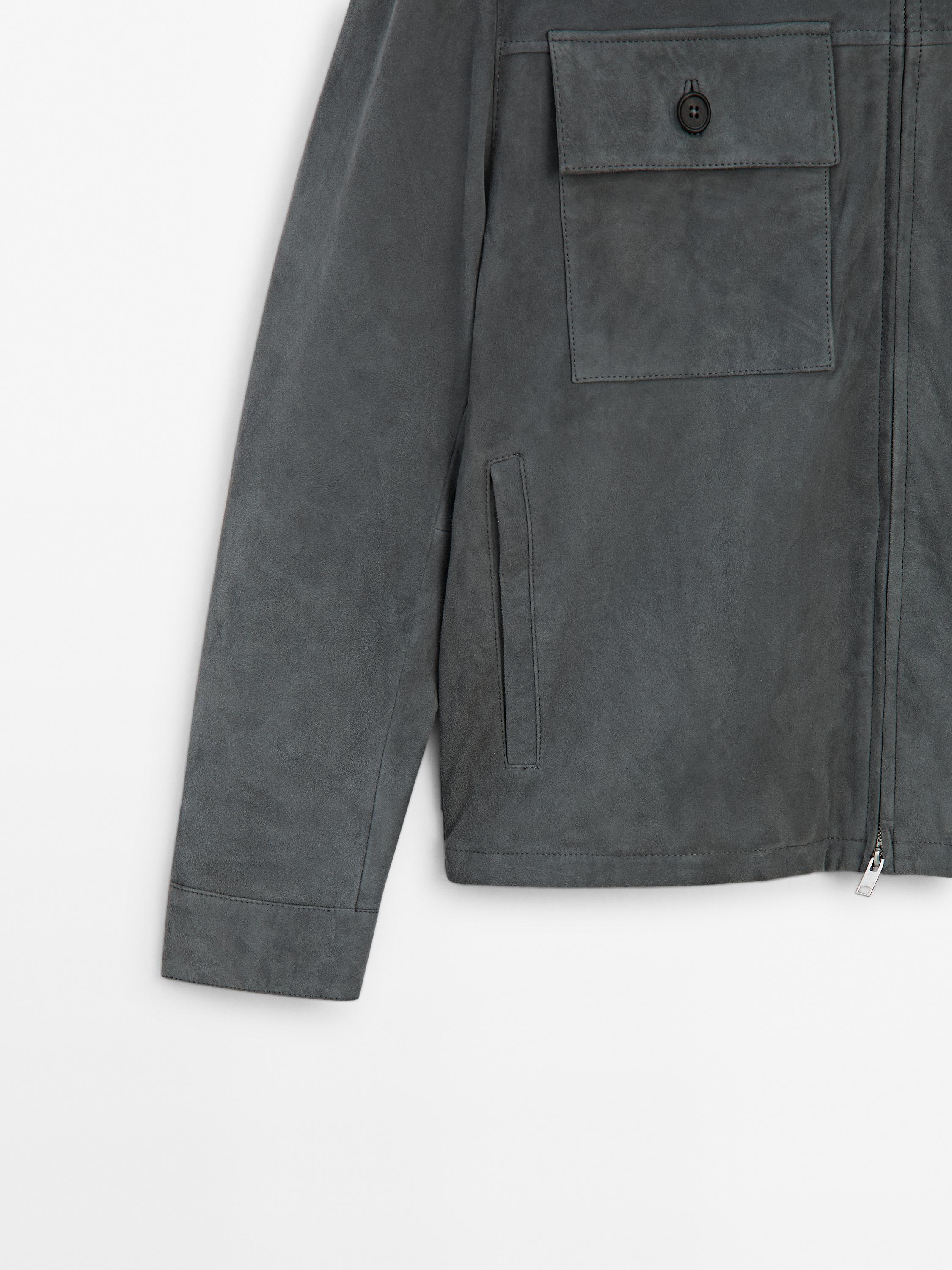 Short suede leather jacket