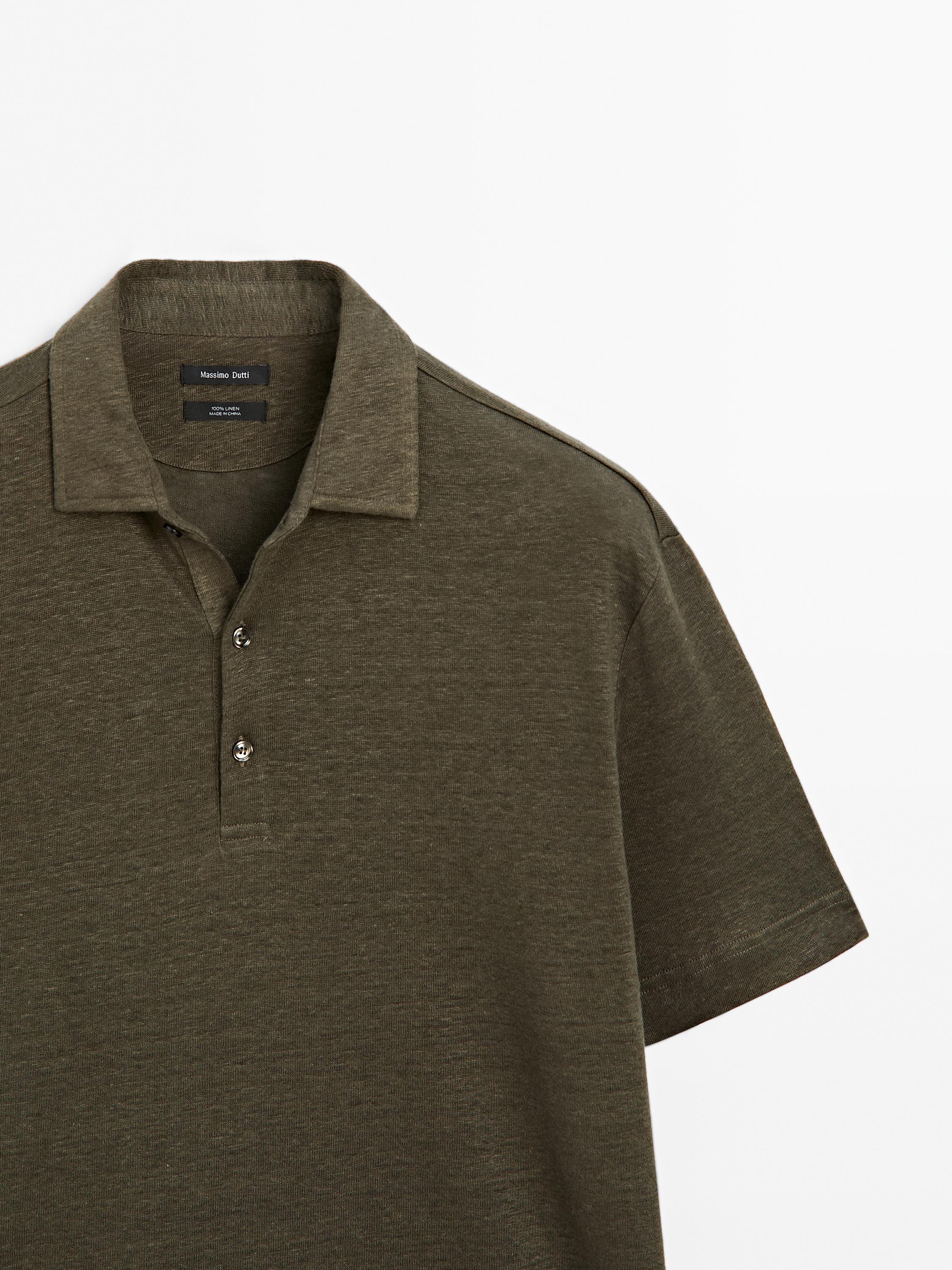 100% linen short sleeve polo shirt
