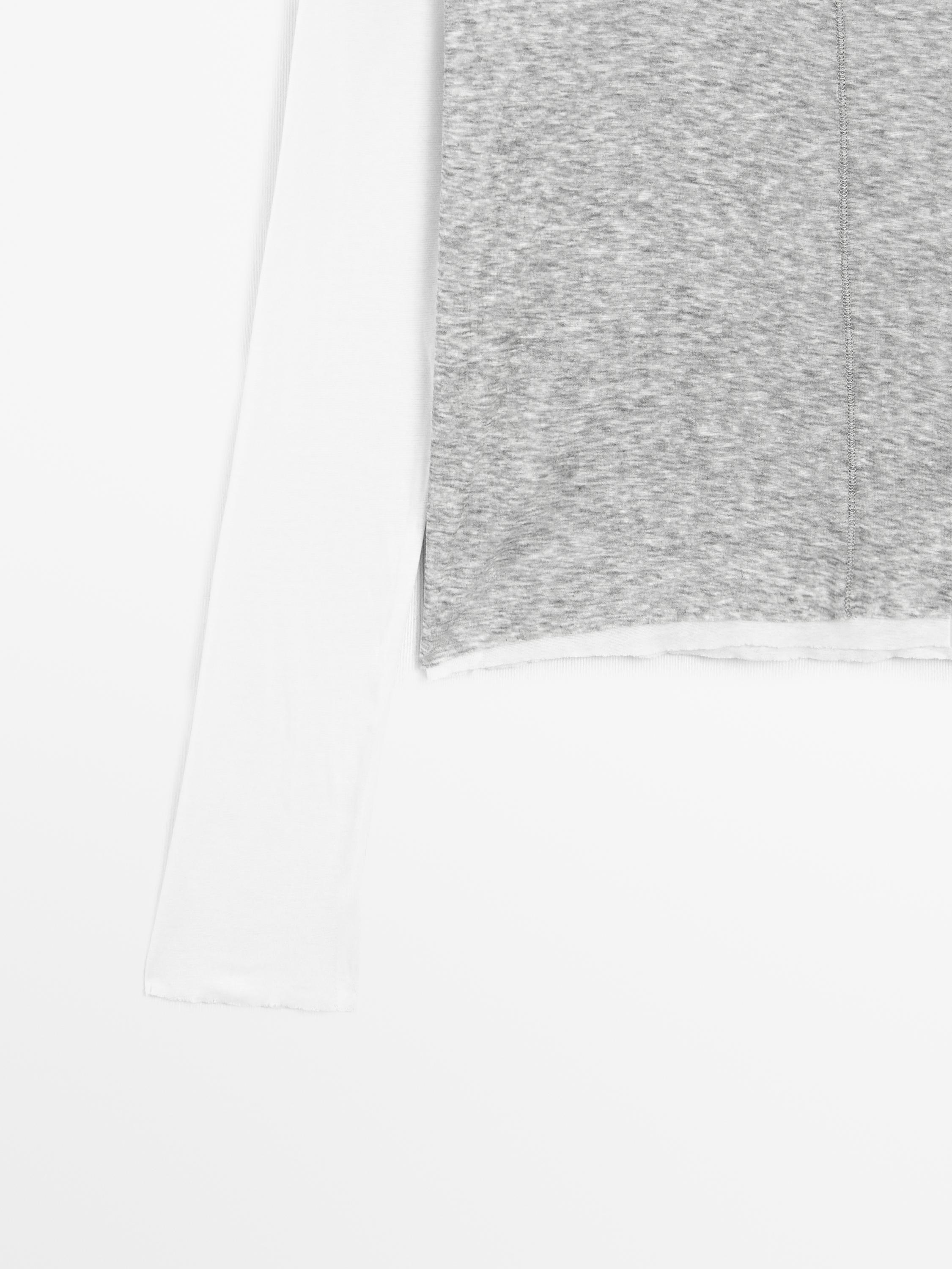 Double-layer cotton blend T-shirt