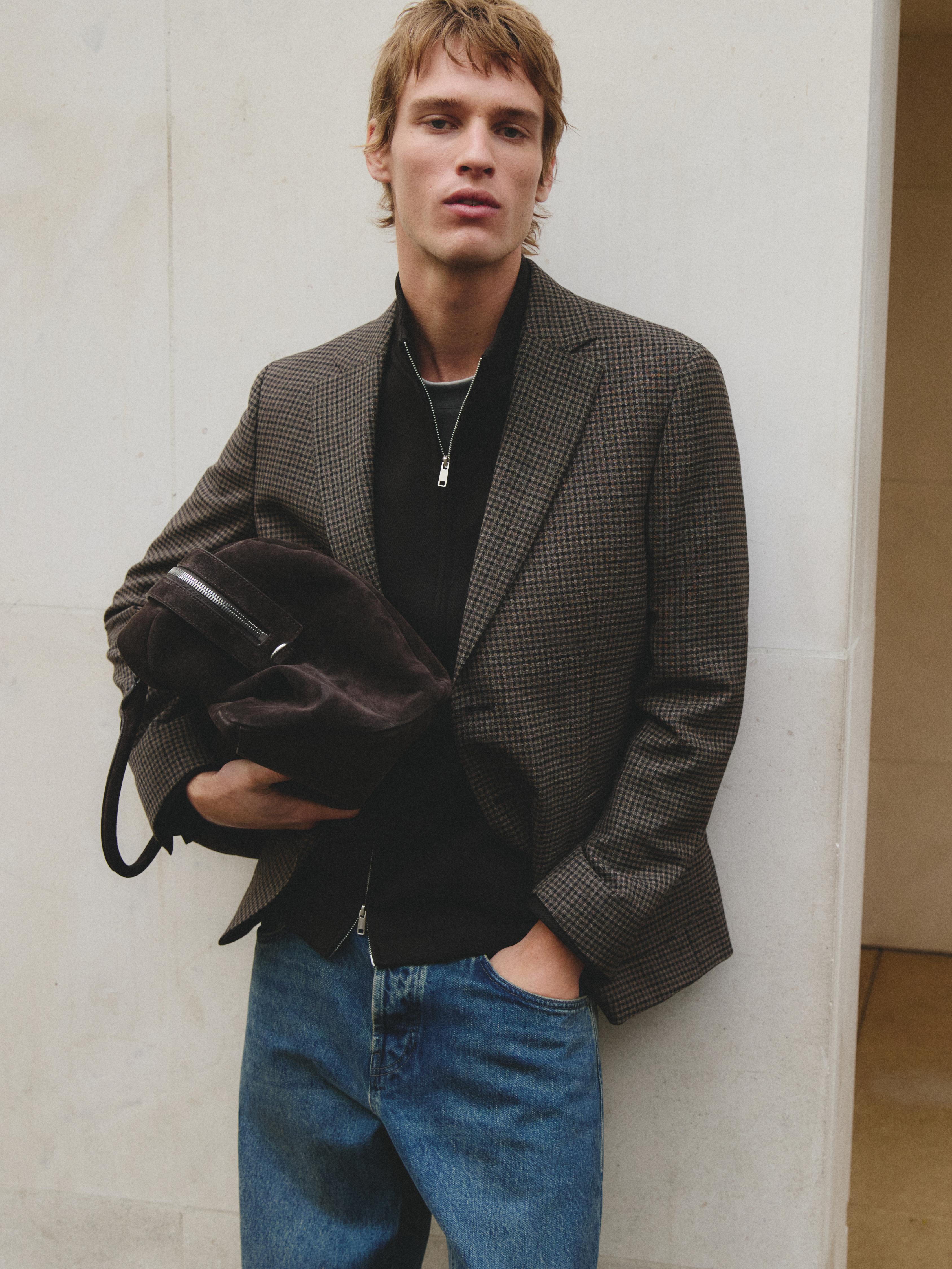 Suede leather travel bag — BROWN