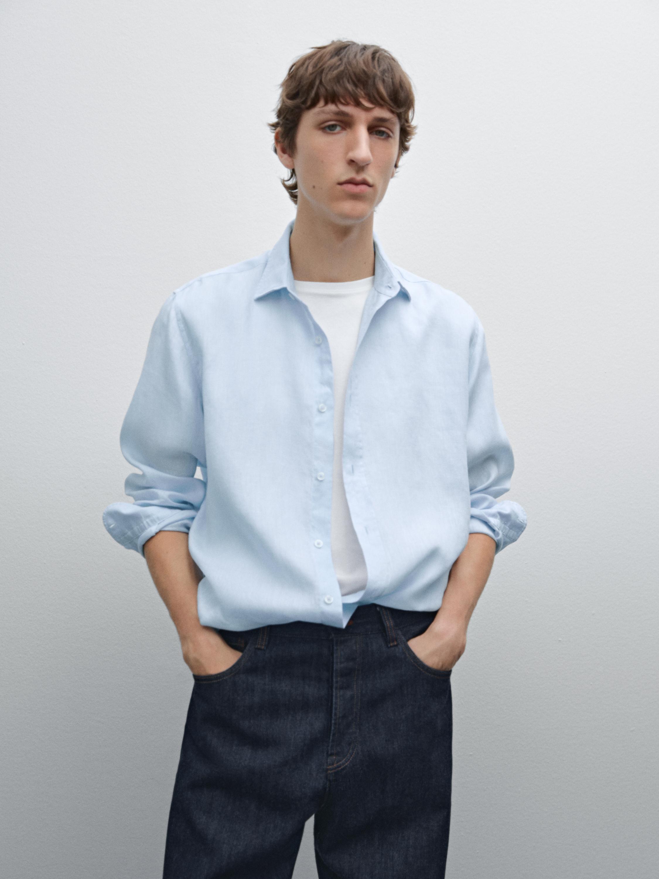 Regular fit 100% linen shirt