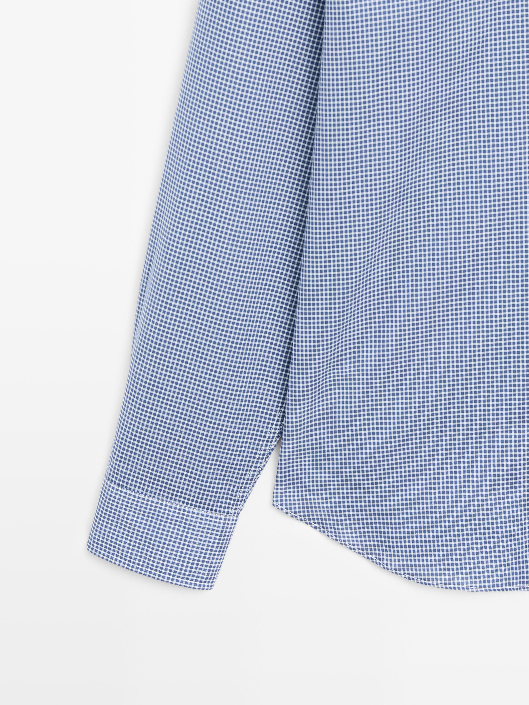 Regular fit check 100% cotton shirt — DEEP BLUE