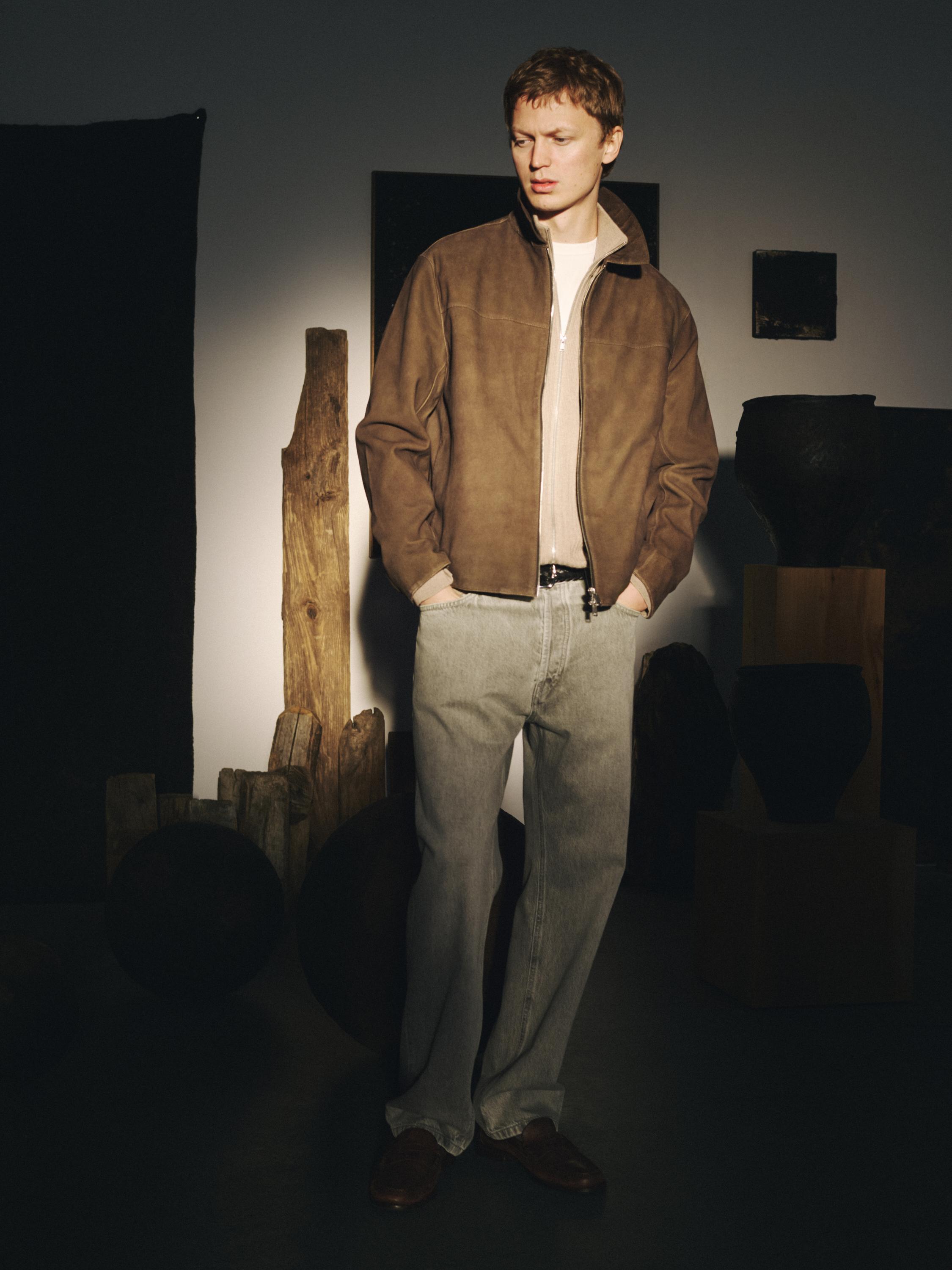 Suede leather jacket — MOLE BROWN