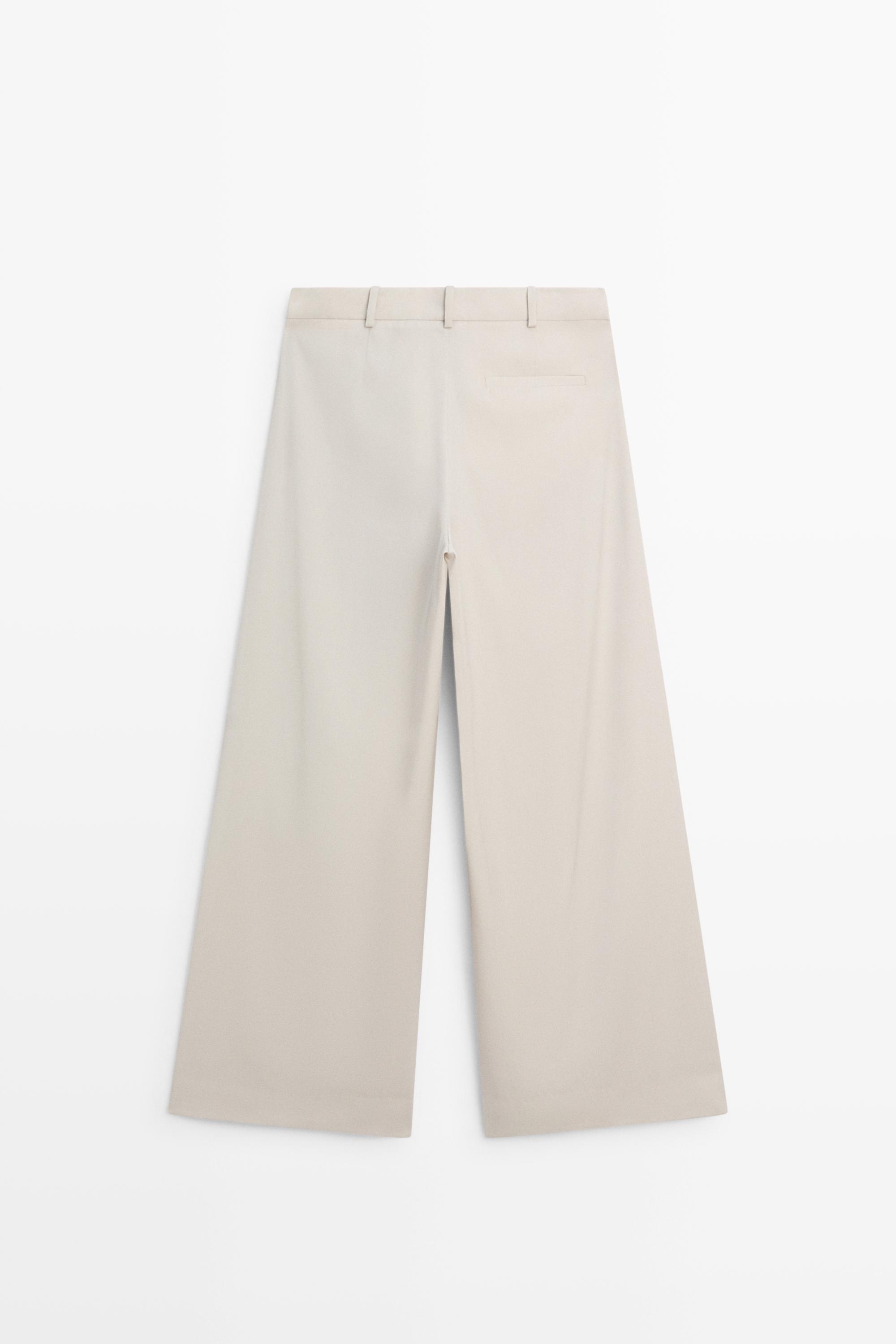 Wool blend darted pants with button detail — ICE