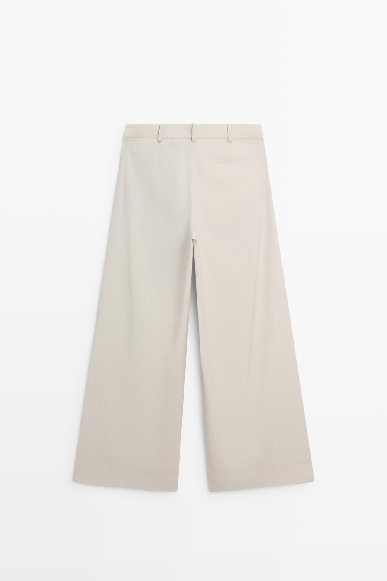 Wool blend pants with dart and button detail — ICE