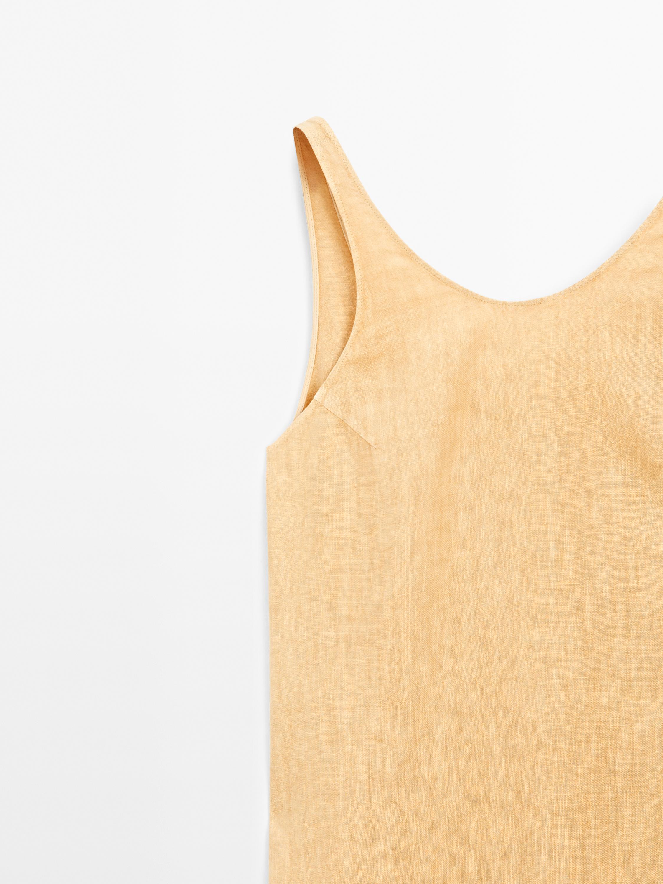 100% linen halter midi dress