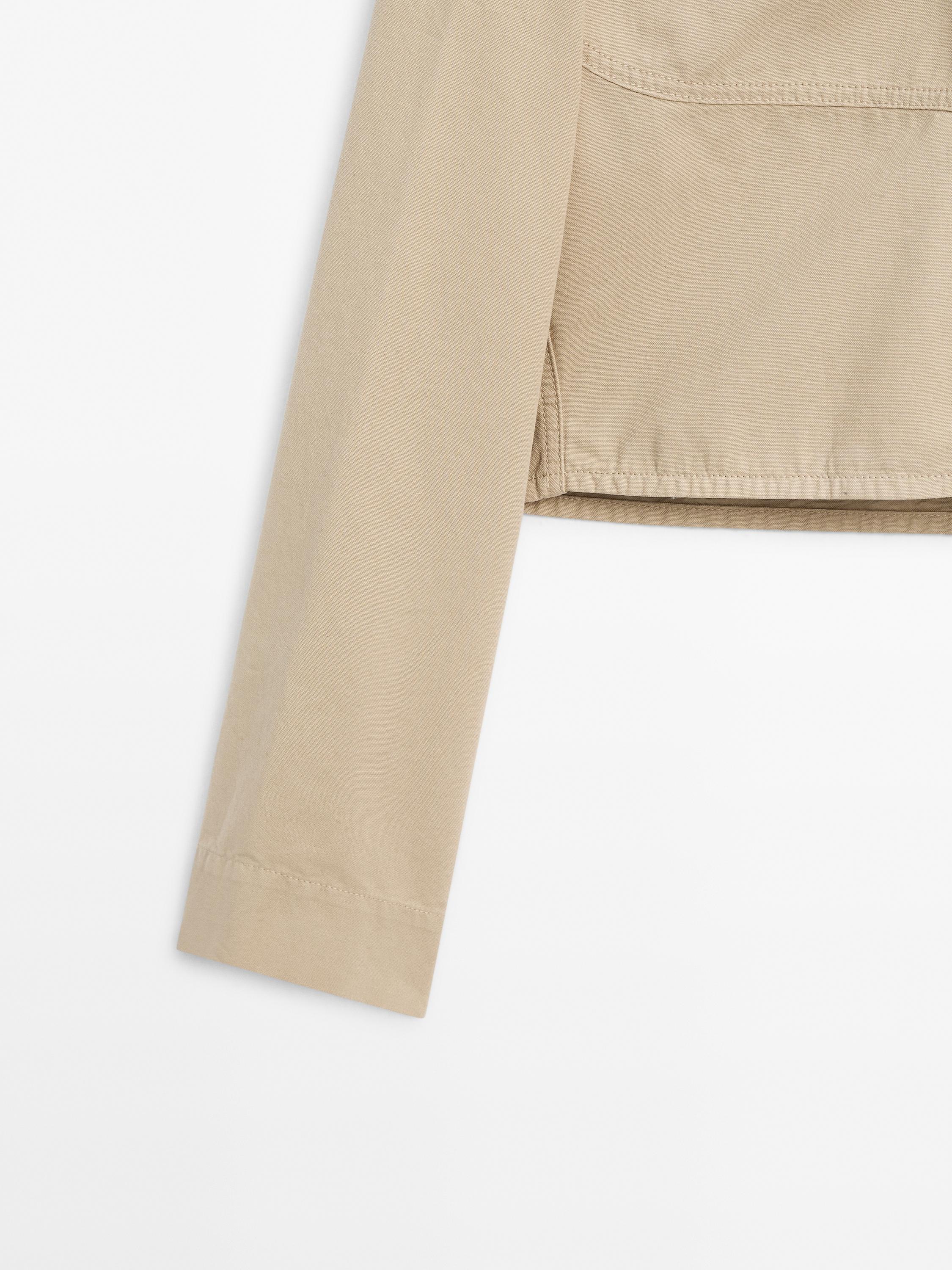 Short cotton jacket with sailor collar