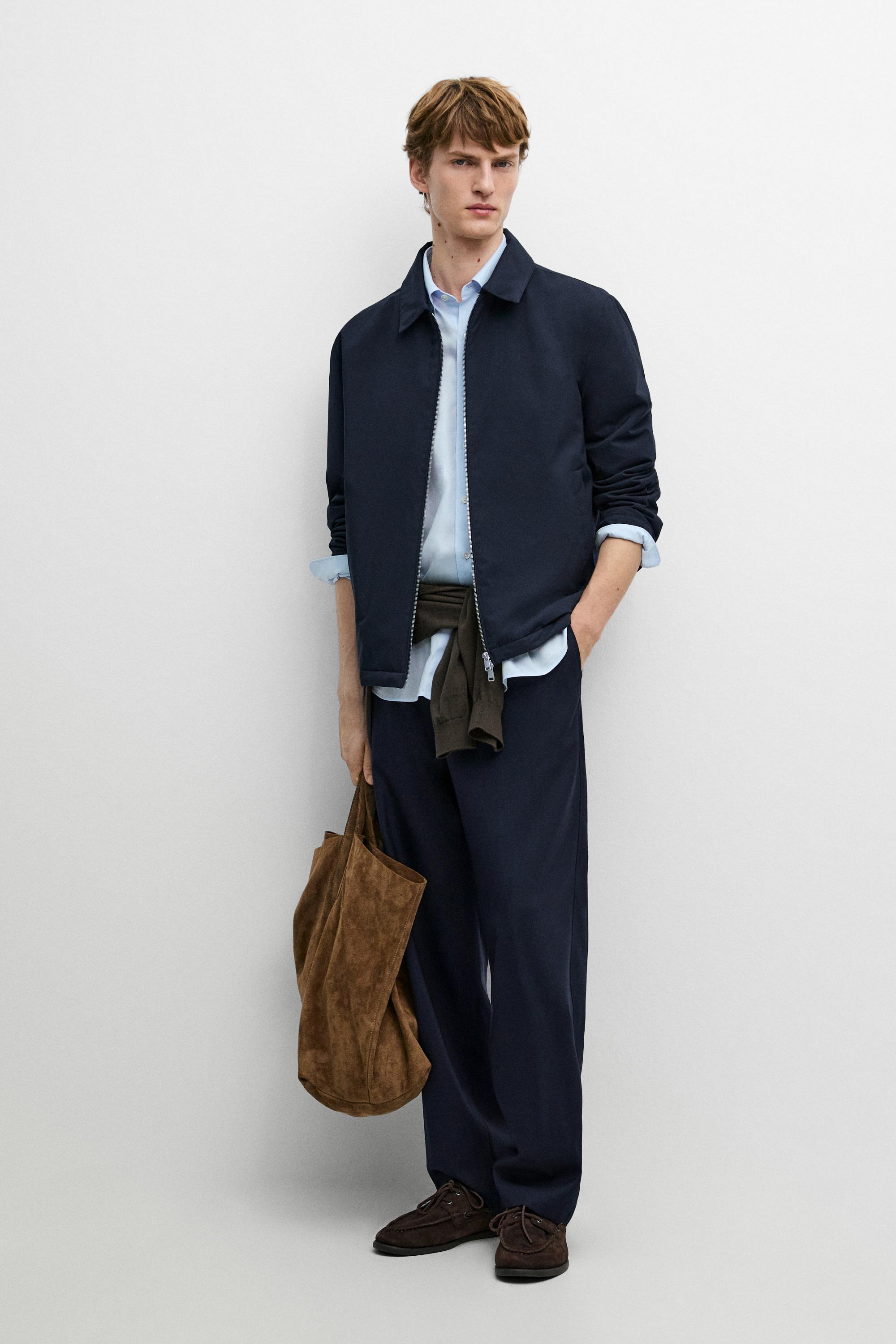 Lightweight jacket with collar detail — NAVY BLUE